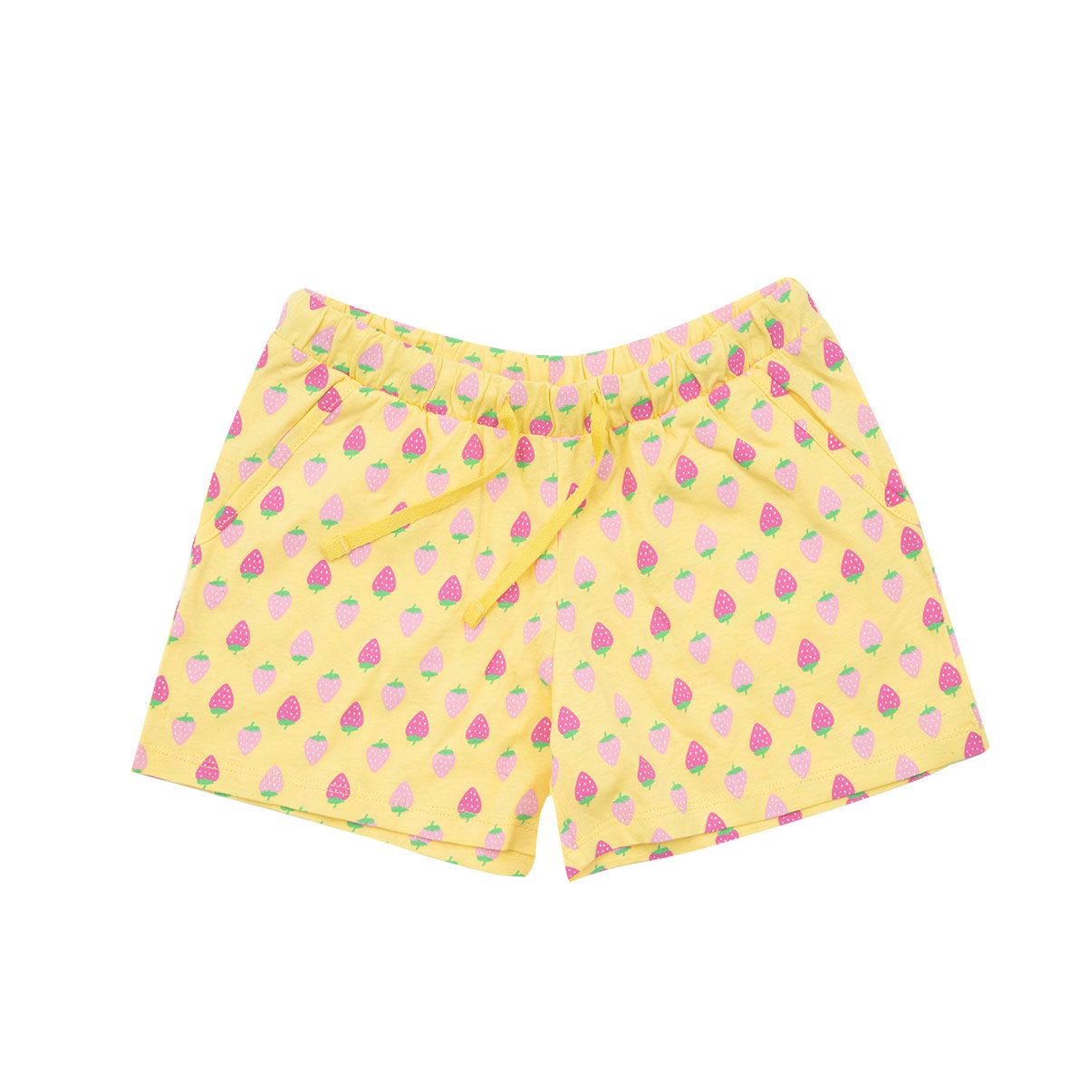 Shorts jersey bimba giallo stampa fragoline - Mawi