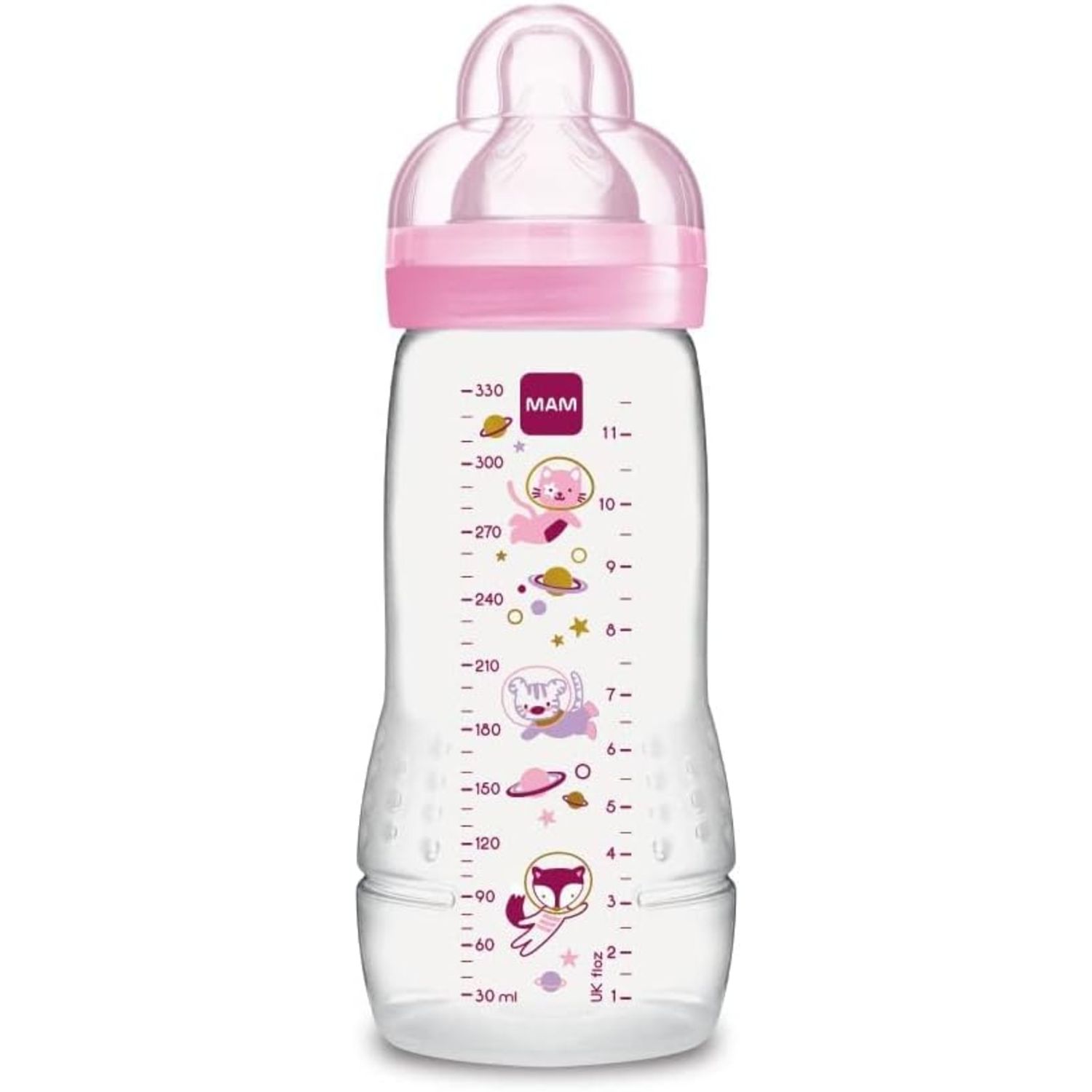 Biberon easy active baby bottle 330 ml 4+ mesi, tettarella misura 3 piatta e simmetrica, rosa  - mam - Mam