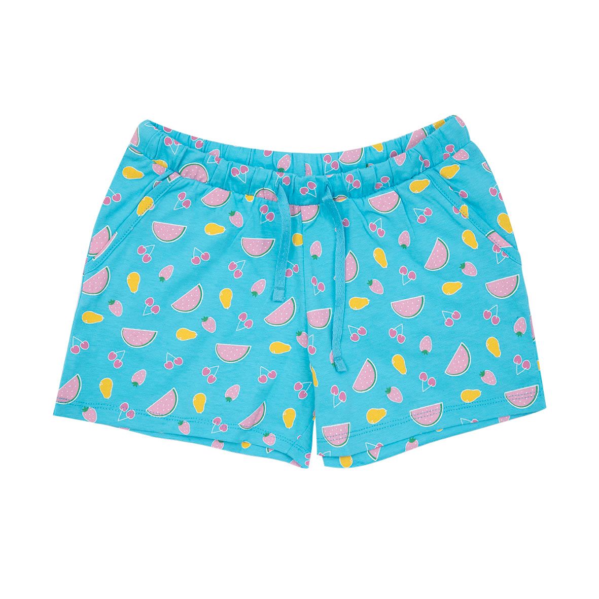 Shorts jersey bimba azzurro stampa frutta - Mawi