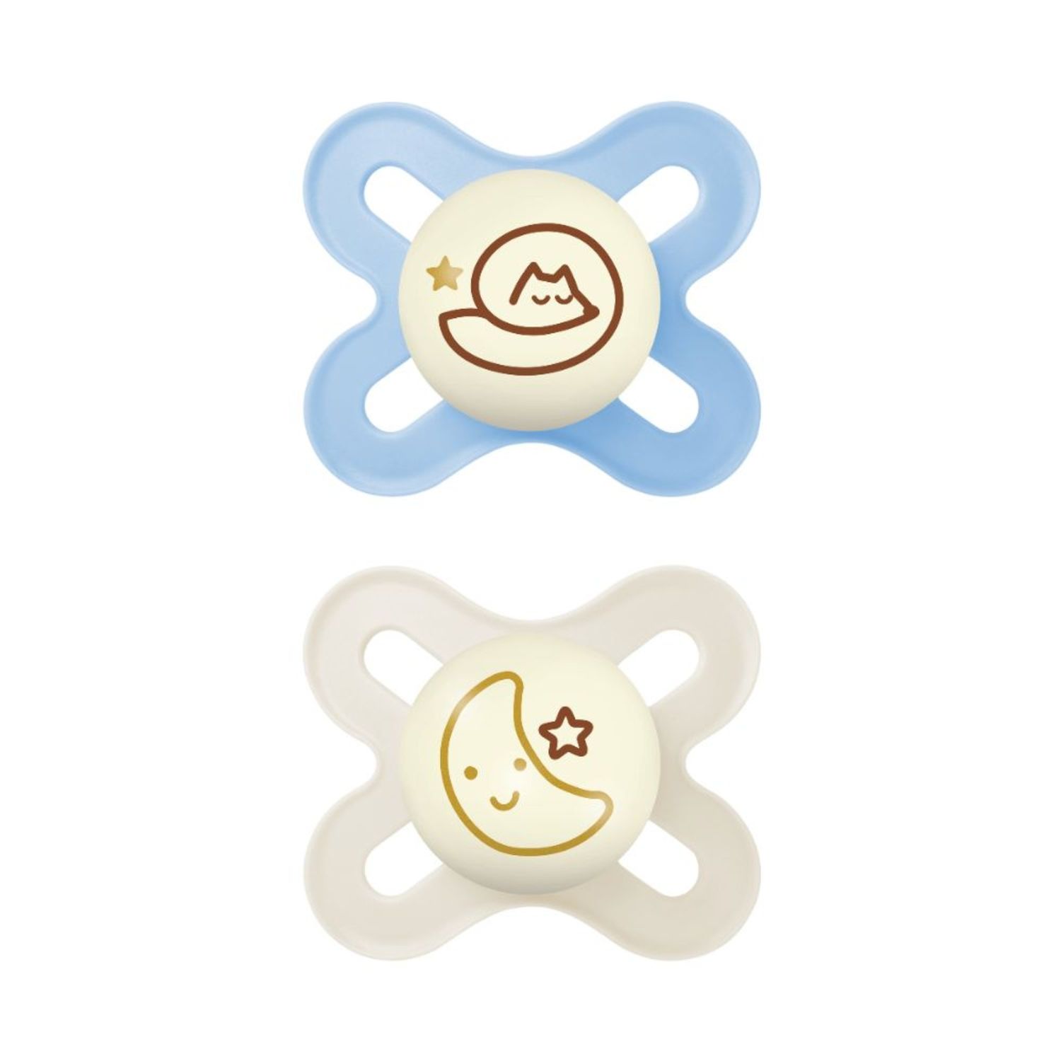 Mam original start night succhietto 0-2 mesi, si illumina al buio. set da 2, tettarella ortodontica, caucciù e porta ciuccio sterilizzatore, azzurro - Mam
