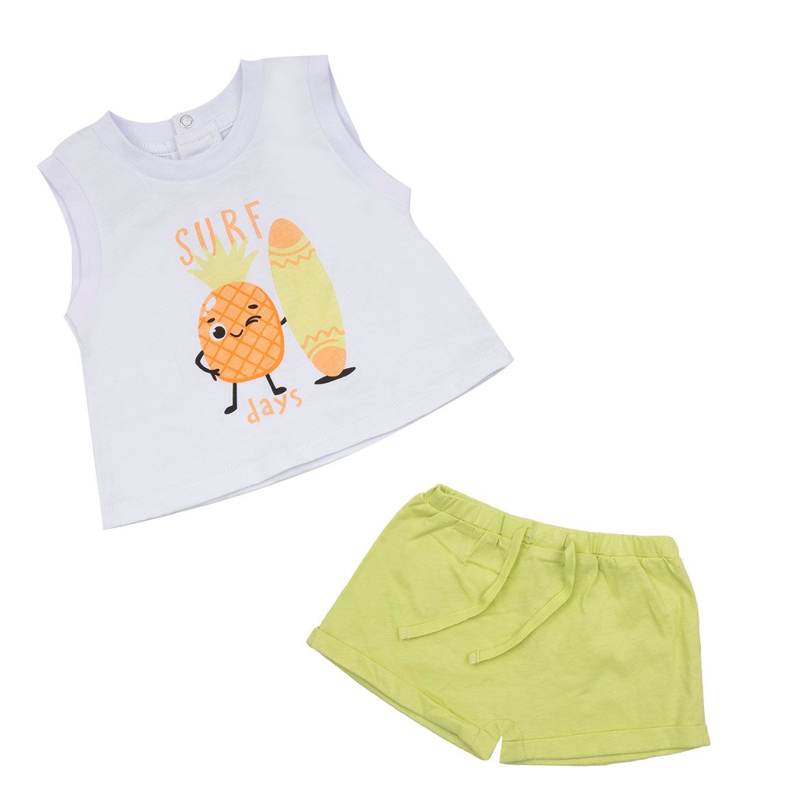 Set 2 pezzi jersey canotta e shorts bimbo bianco/verde - Mawi
