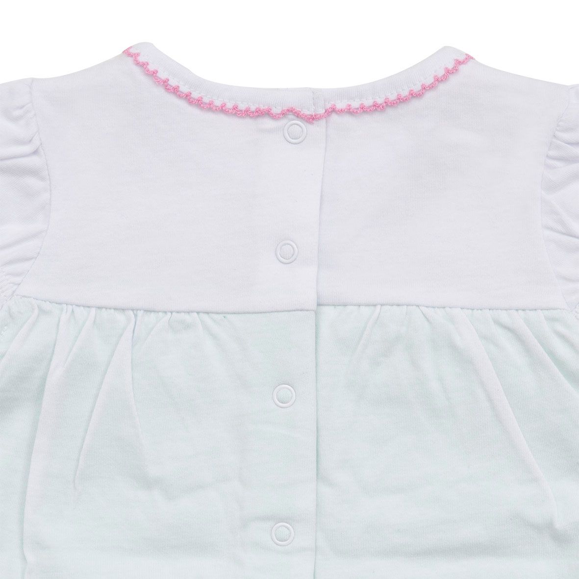 Pagliaccetto jersey bimba bianco gattino e fiocchi - Mawi