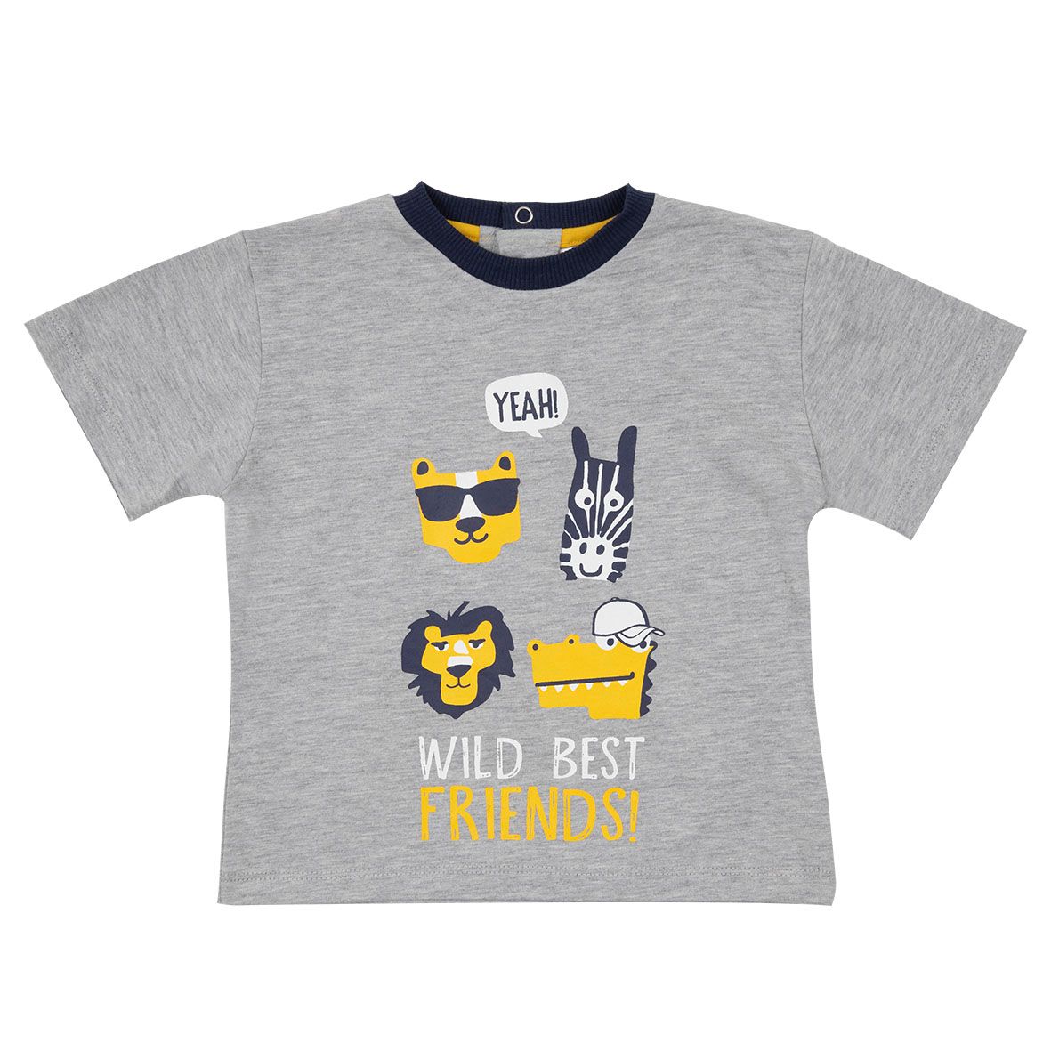 T-shirt jersey bimbo grigia stampa "wild friends" - Mawi