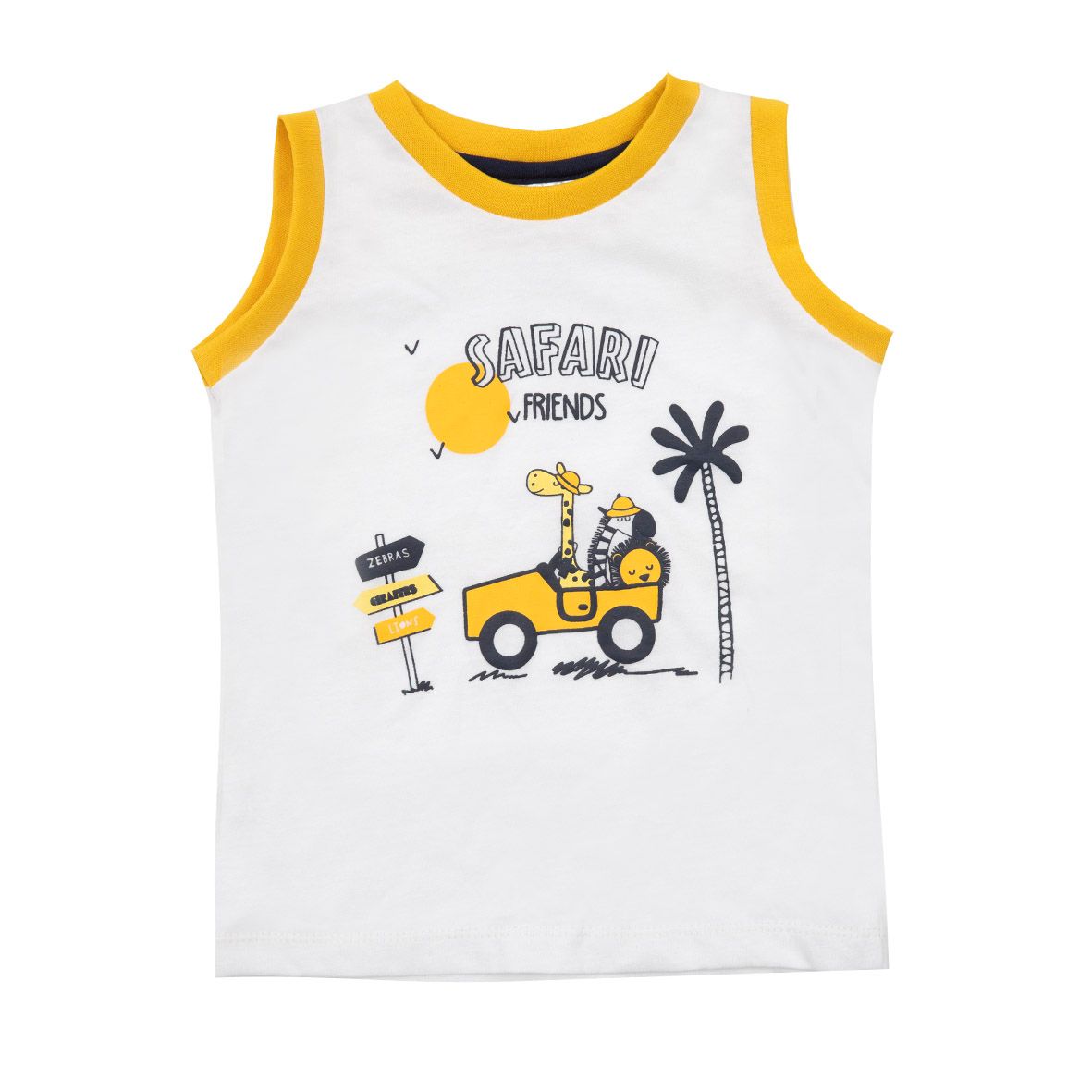 Canotta jersey bimbo bianca "safari friends" - Mawi