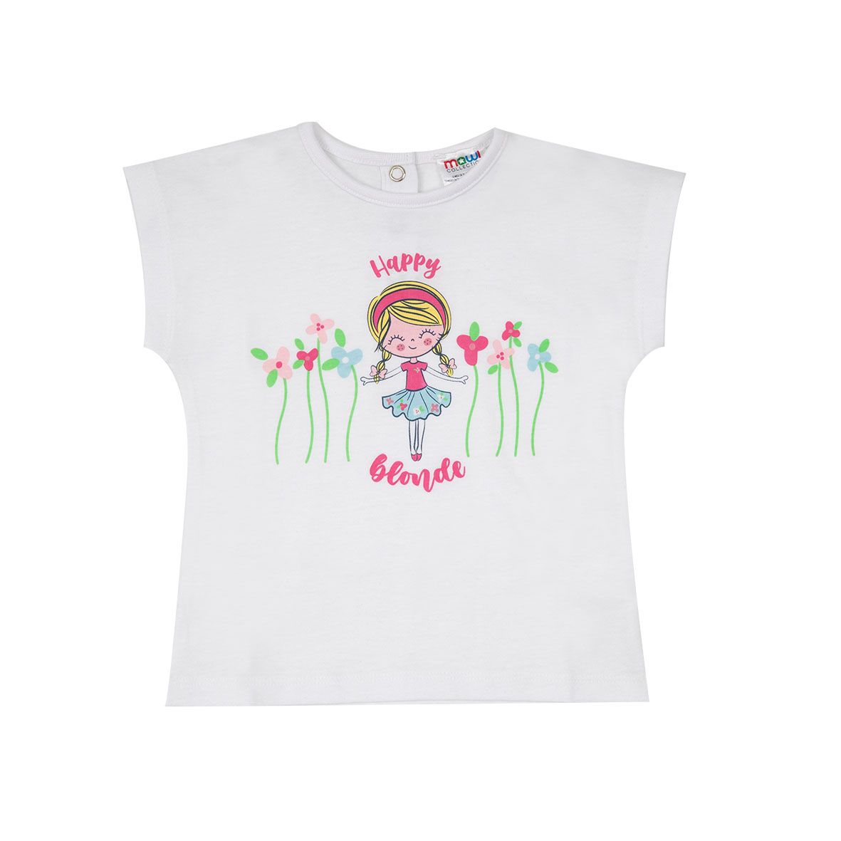 T-shirt jersey bimba bianca stampa bambolina - Mawi