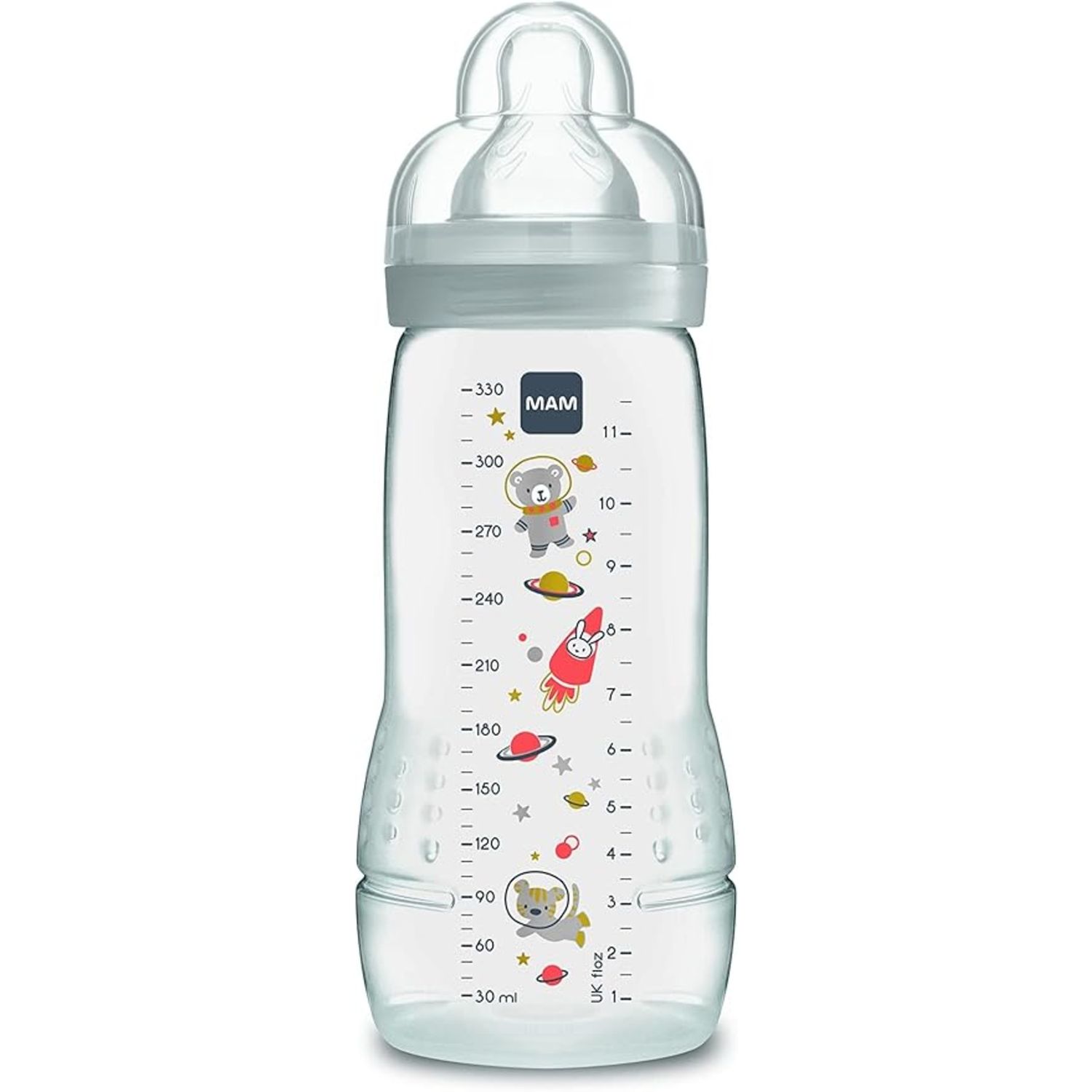Biberon easy active baby bottle 330 ml 4+ mesi, tettarella misura 3 piatta e simmetrica, neutro - mam - Mam