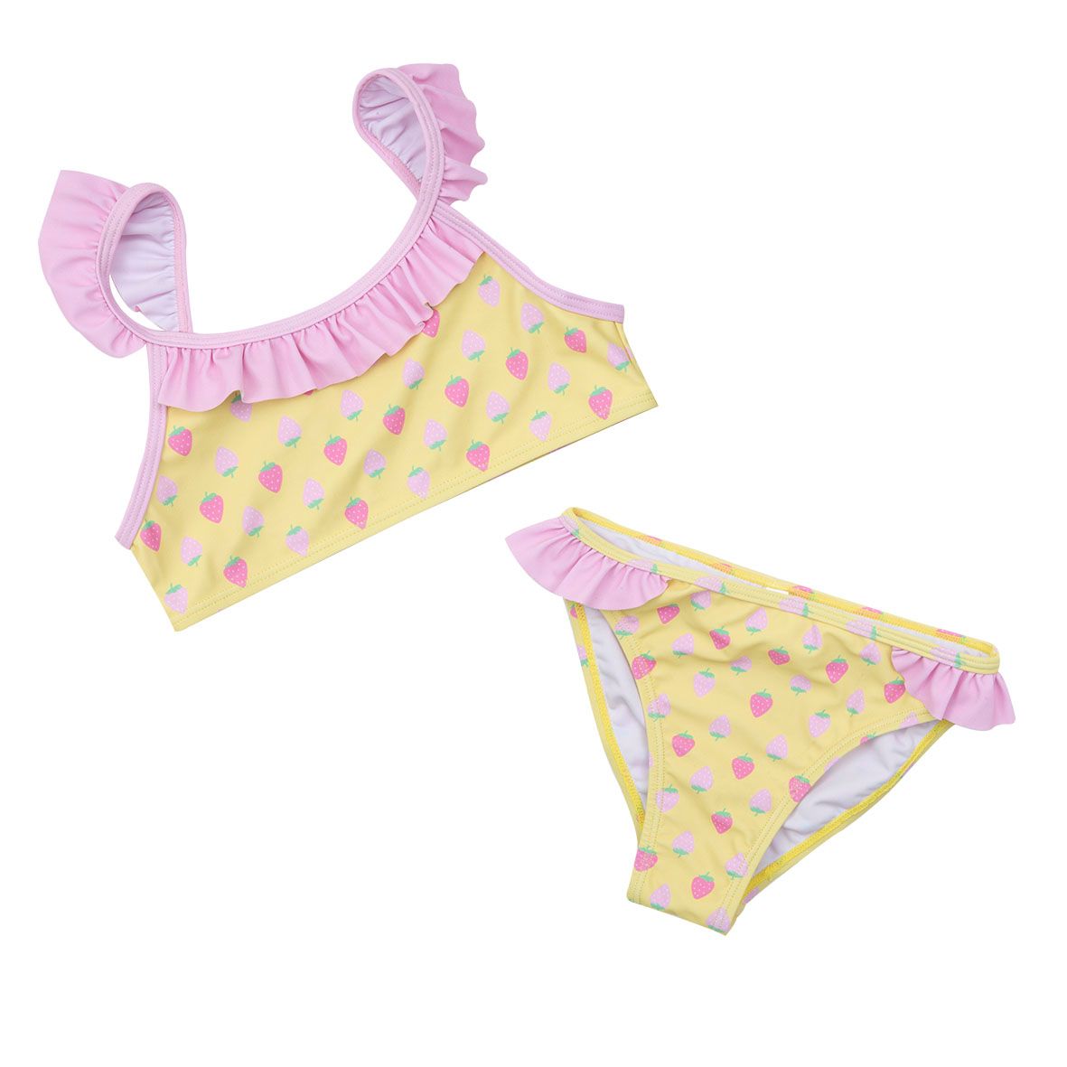 Costume bimba due pezzi con frill giallo/rosa - Mawi
