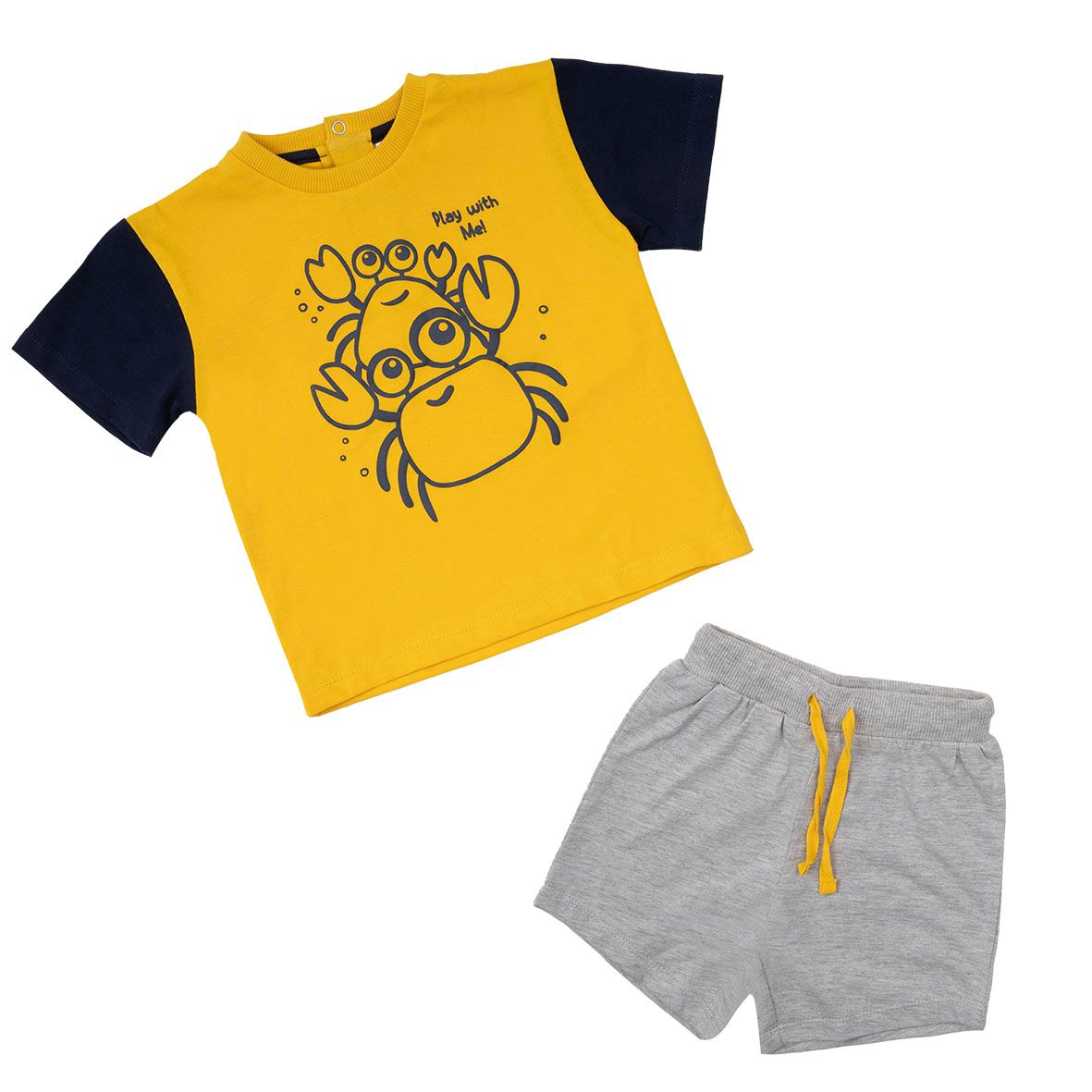 Set due pezzi t-shirt + shorts bimbo grigio/giallo - Mawi