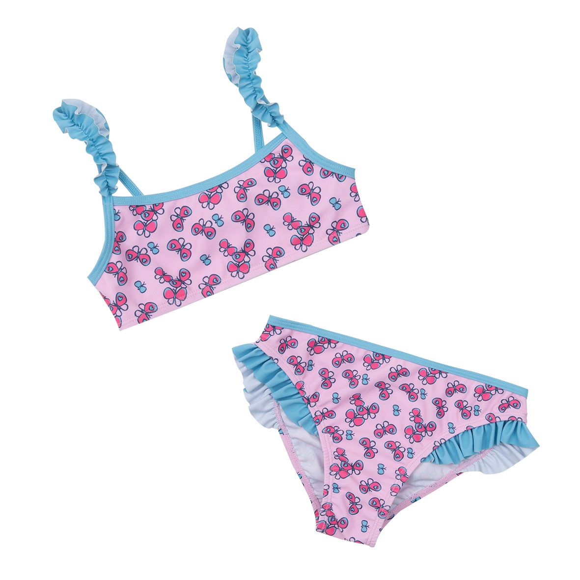 Costume due pezzi bimba rosa stampa farlalle - Mawi