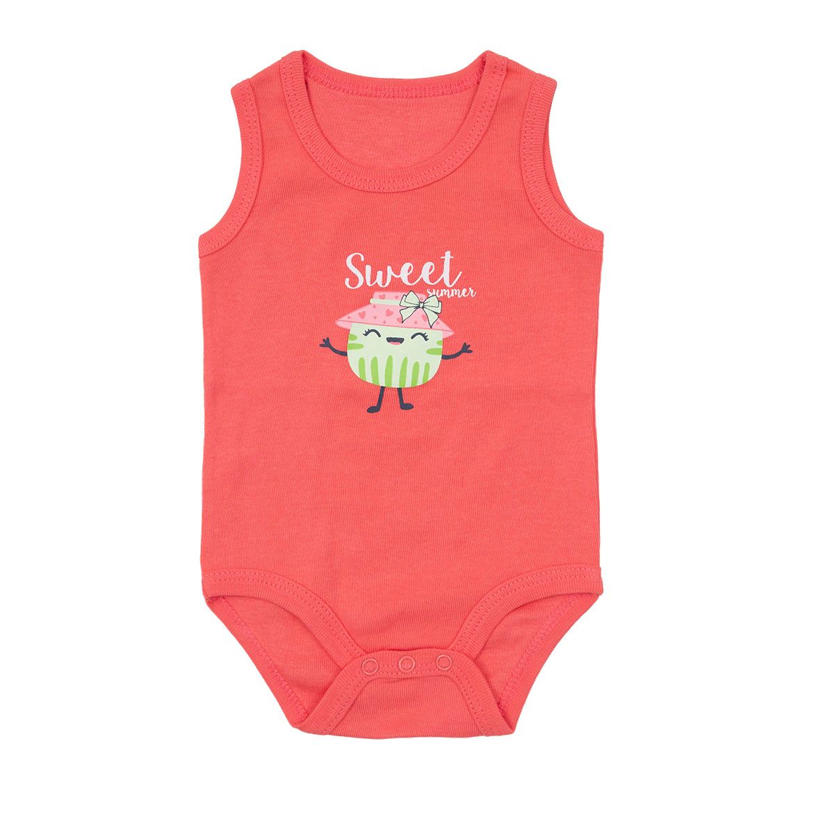 Body a canotta bimba corallo stampato - Mawi