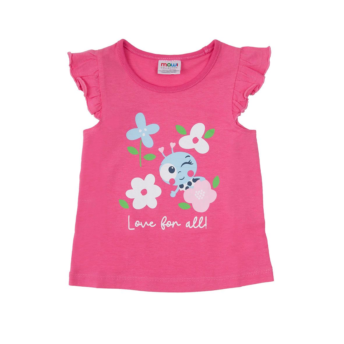 Canotta jersey bimba rosa con frill stampata - Mawi