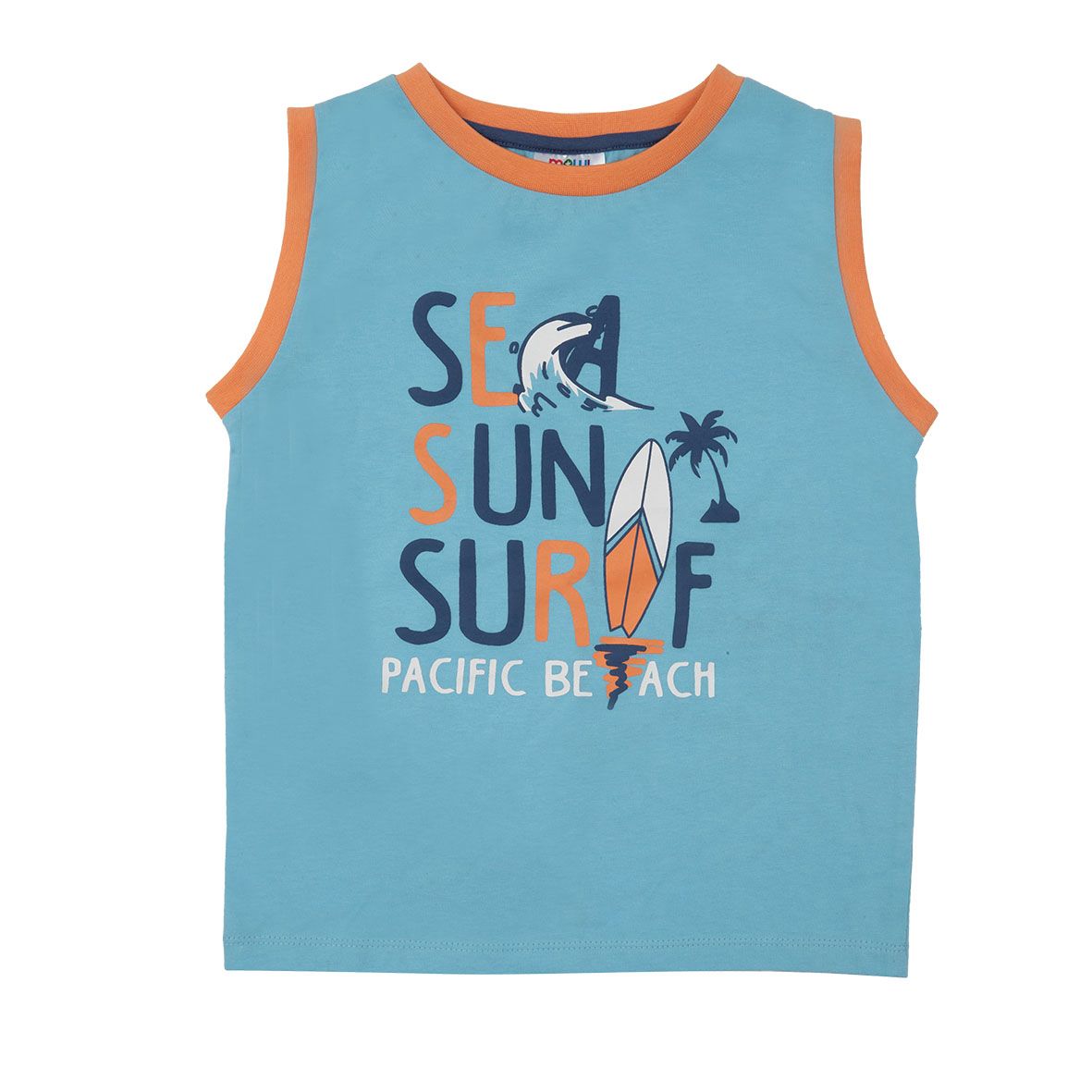 Canotta jersey bimbo azzurra stampata - Mawi