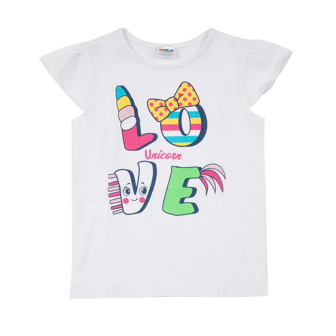 Canotta jersey bimba bianca con frill stampata - Mawi