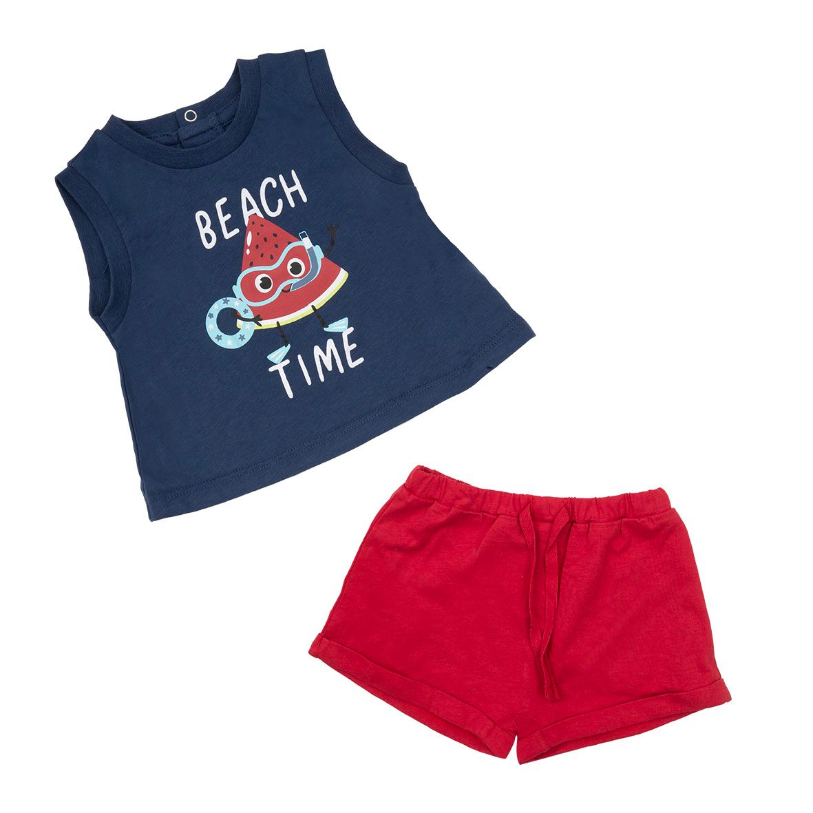 Set 2 pezzi jersey canotta e shorts bimbo blu/rosso - Mawi