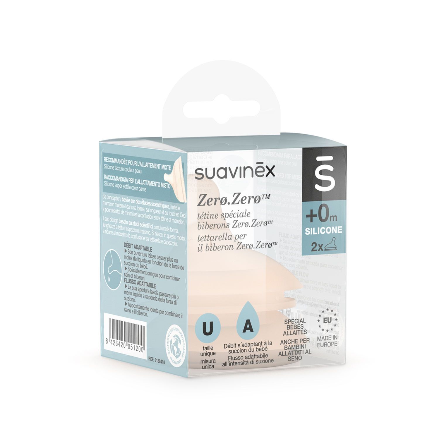Tettarella zero.zero anticolica 2 pezzi flusso adattabile - suavinex - Suavinex
