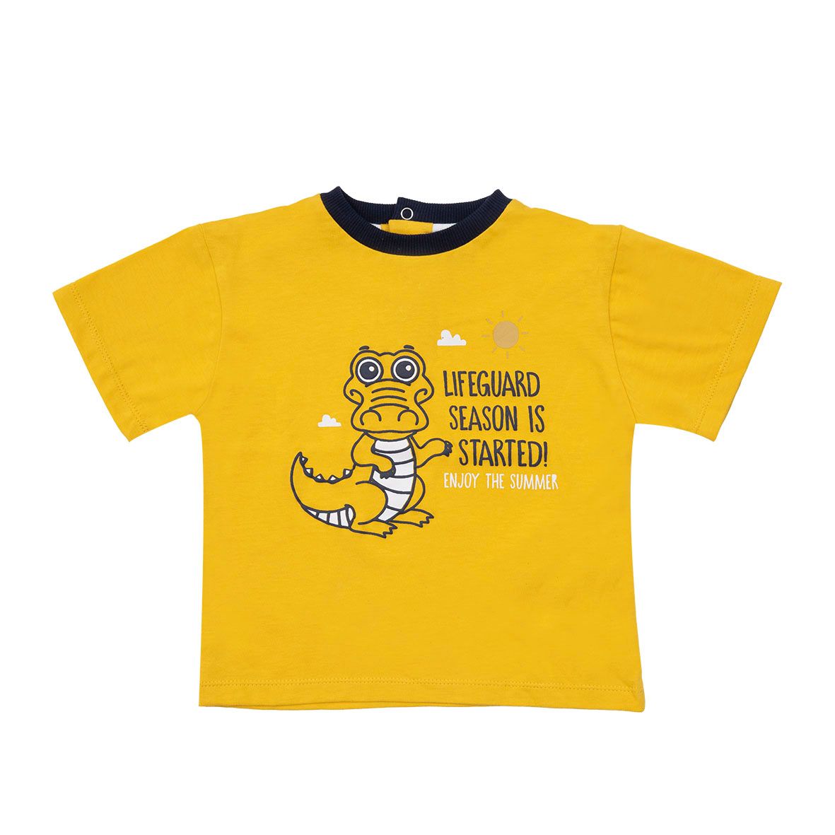 T-shirt jersey bimbo gialla stampa "coccodrillo" - Mawi