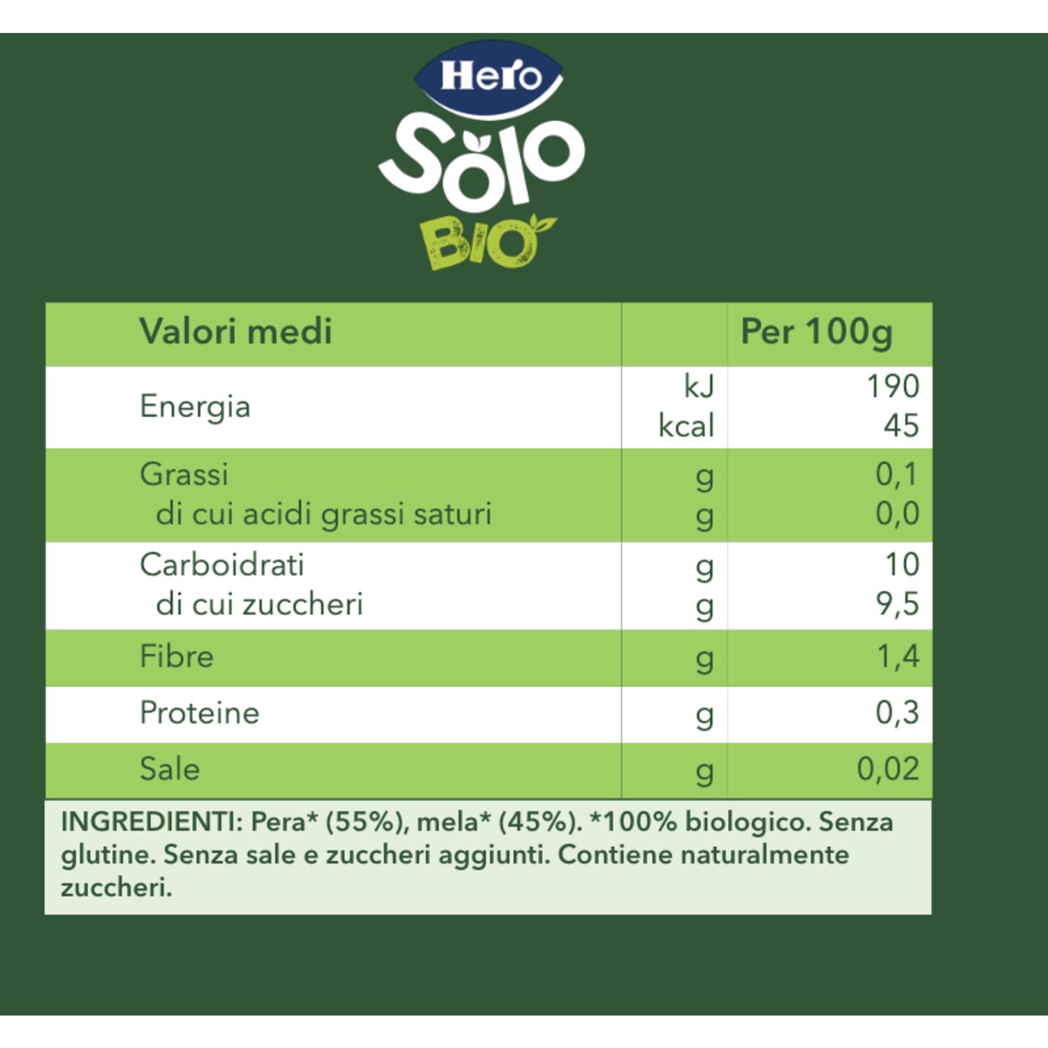 Omogeneizzato solo pera mela 4x120g - hero - Hero