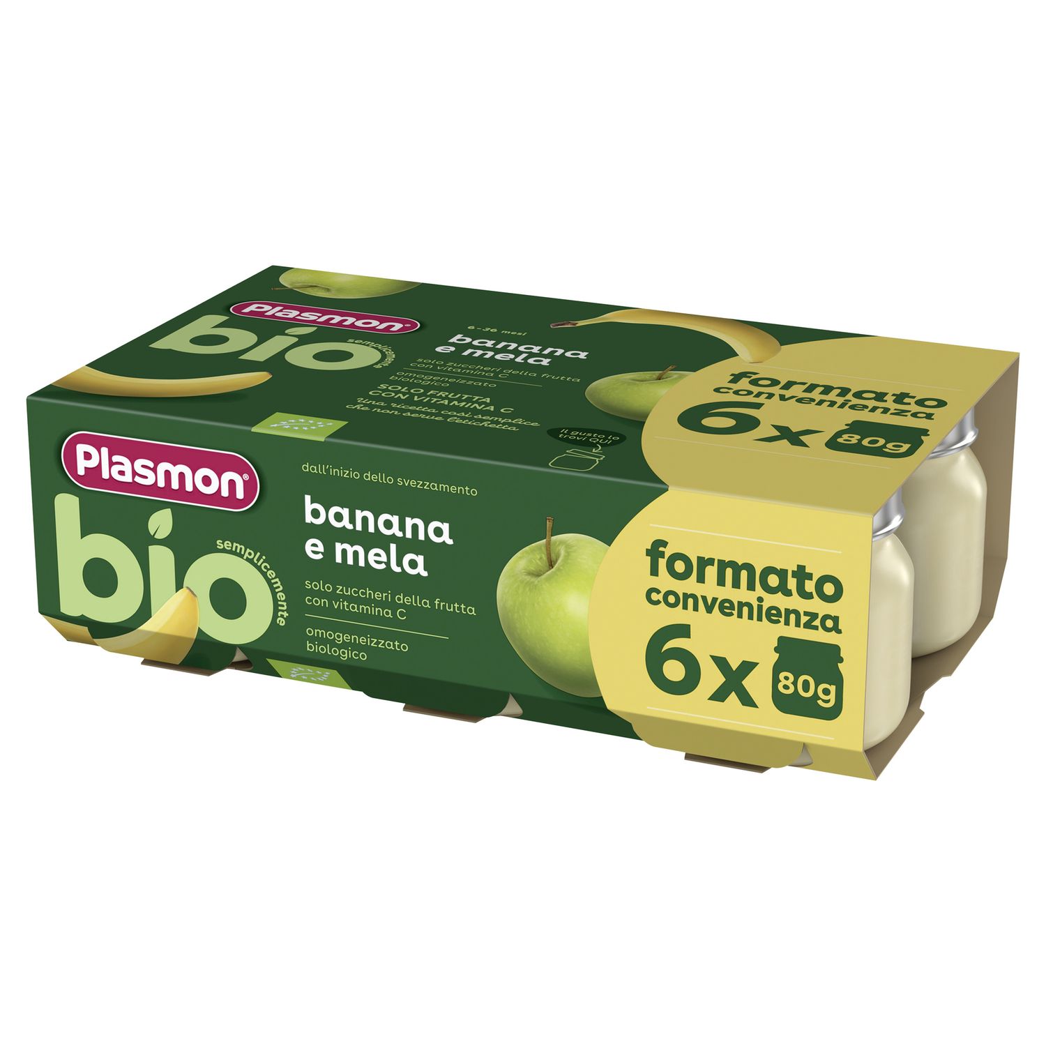 Omogeneizzato bio - banana mela 6x80g - plasmon - Plasmon