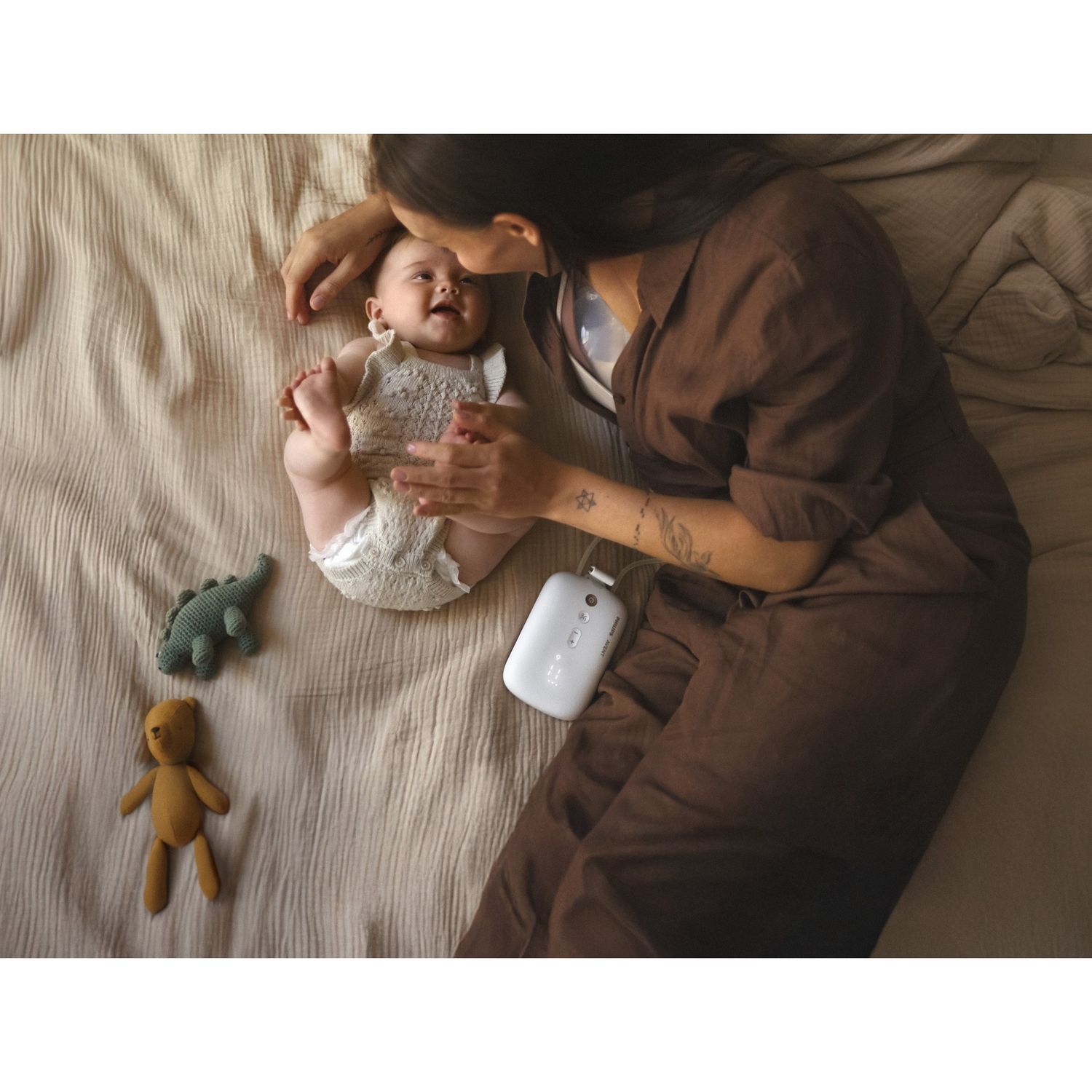 Set tiralatte elettrico indossabile singolo hands free  + biberon natural response 125ml + sacchetti conserva latte - philips avent - Avent