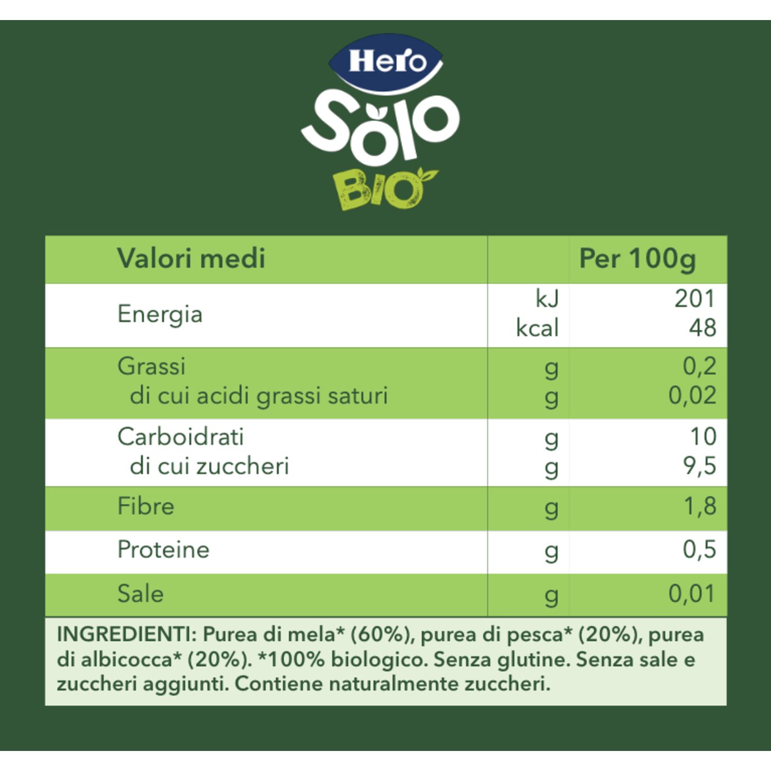 Omogeneizzato solo  mela pesca albicocca 4x120g - hero - Hero