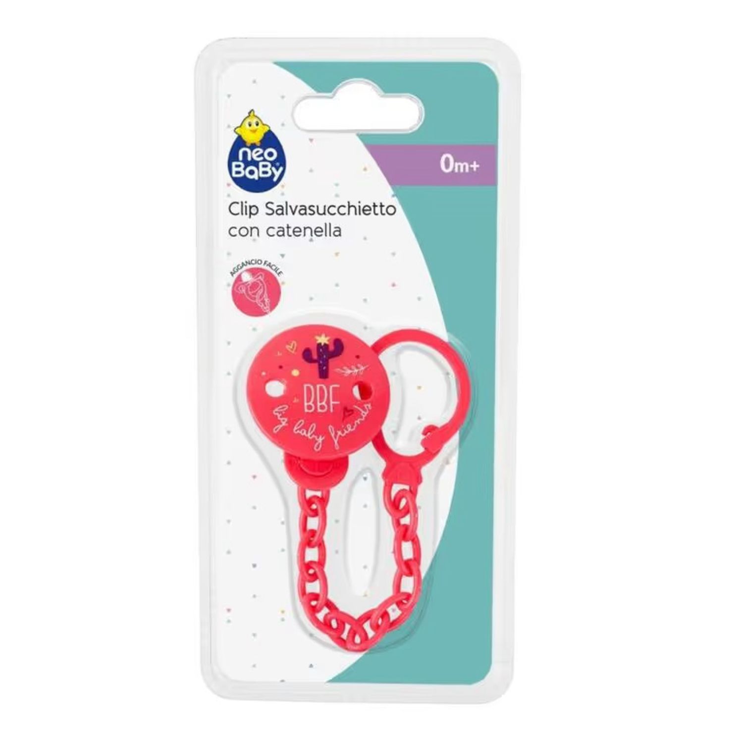 Clip salvasucchietto con catenella  - rosa - neo baby - Neo Baby