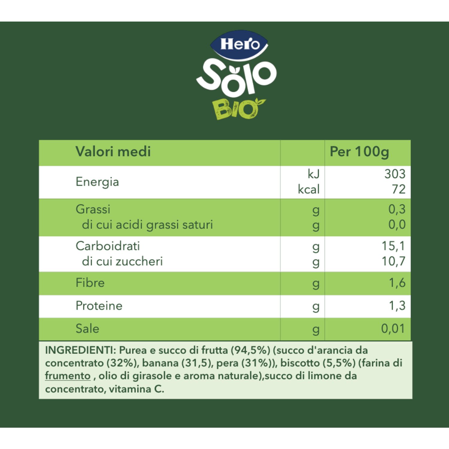 Pouch bluey ban pera arancia biscotto 100g - hero - Hero