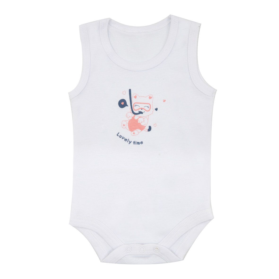 Body bianco bimba stampa gattino - Mawi