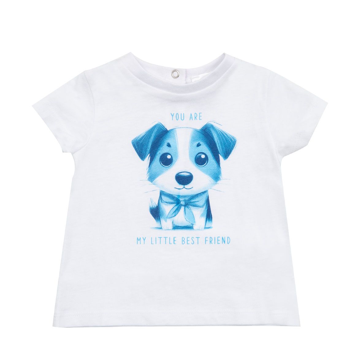 T-shirt bimbo bianca stampa cane - Mawi