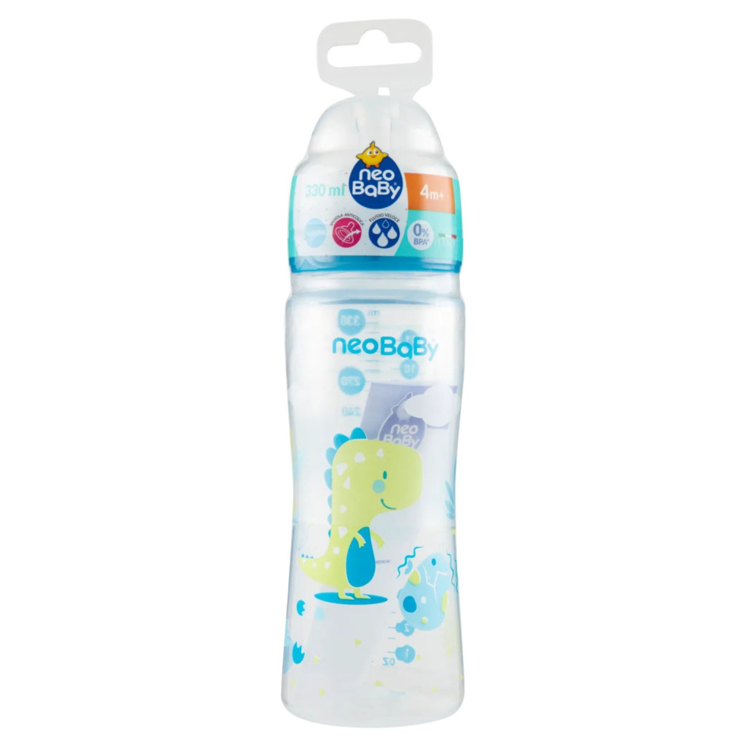 Biberon pp collo largo silicone 330ml - blu - flusso veloce  - neo baby - Neo Baby