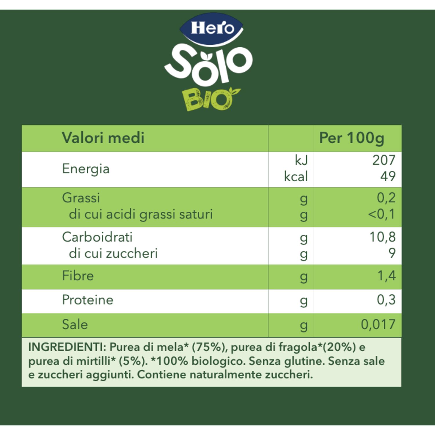Omogeneizzato solo  mela fragola mirtillo 4x120g - hero - Hero