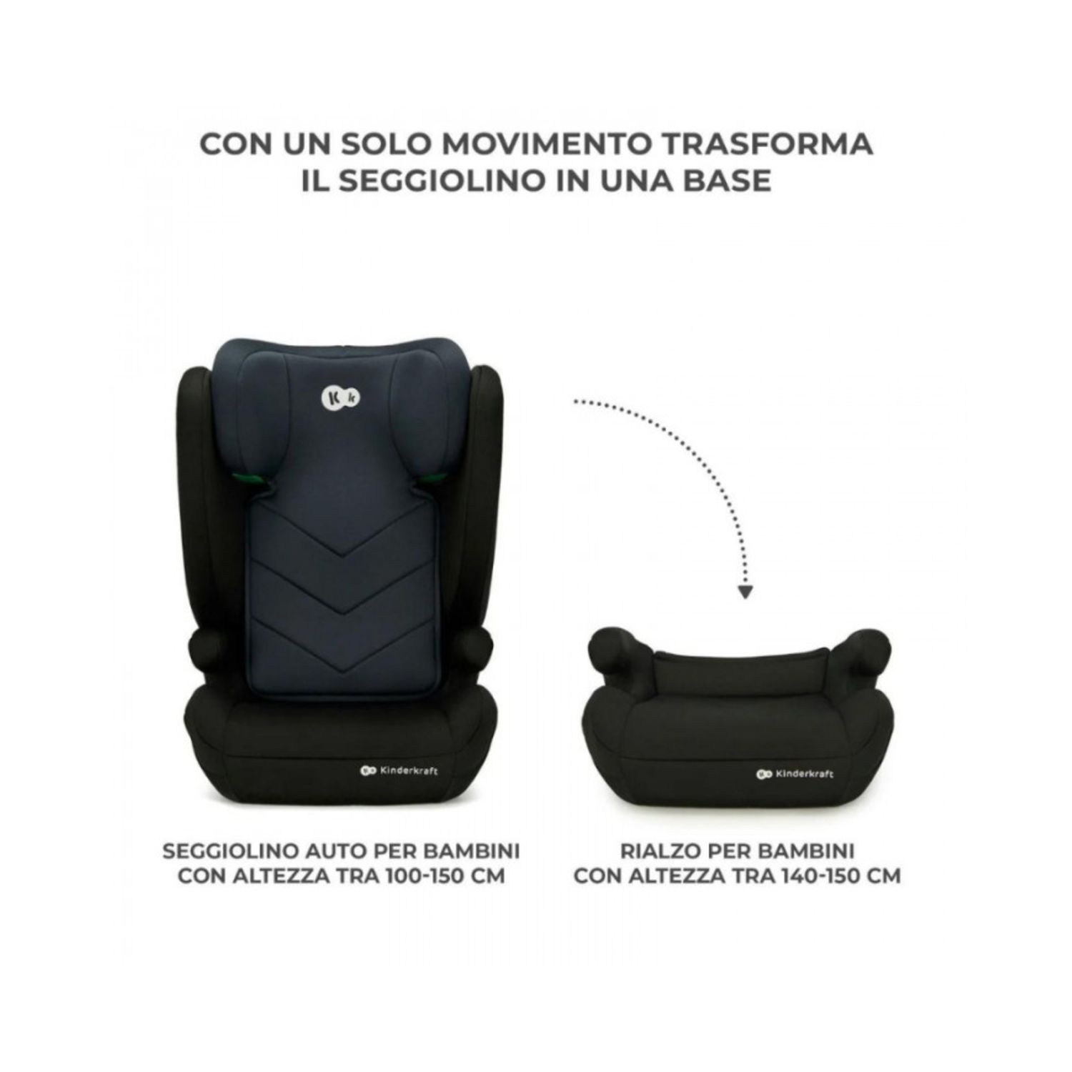 Seggiolino auto i-spark i-size 100-150cm black - kinderkraft - KinderKraft