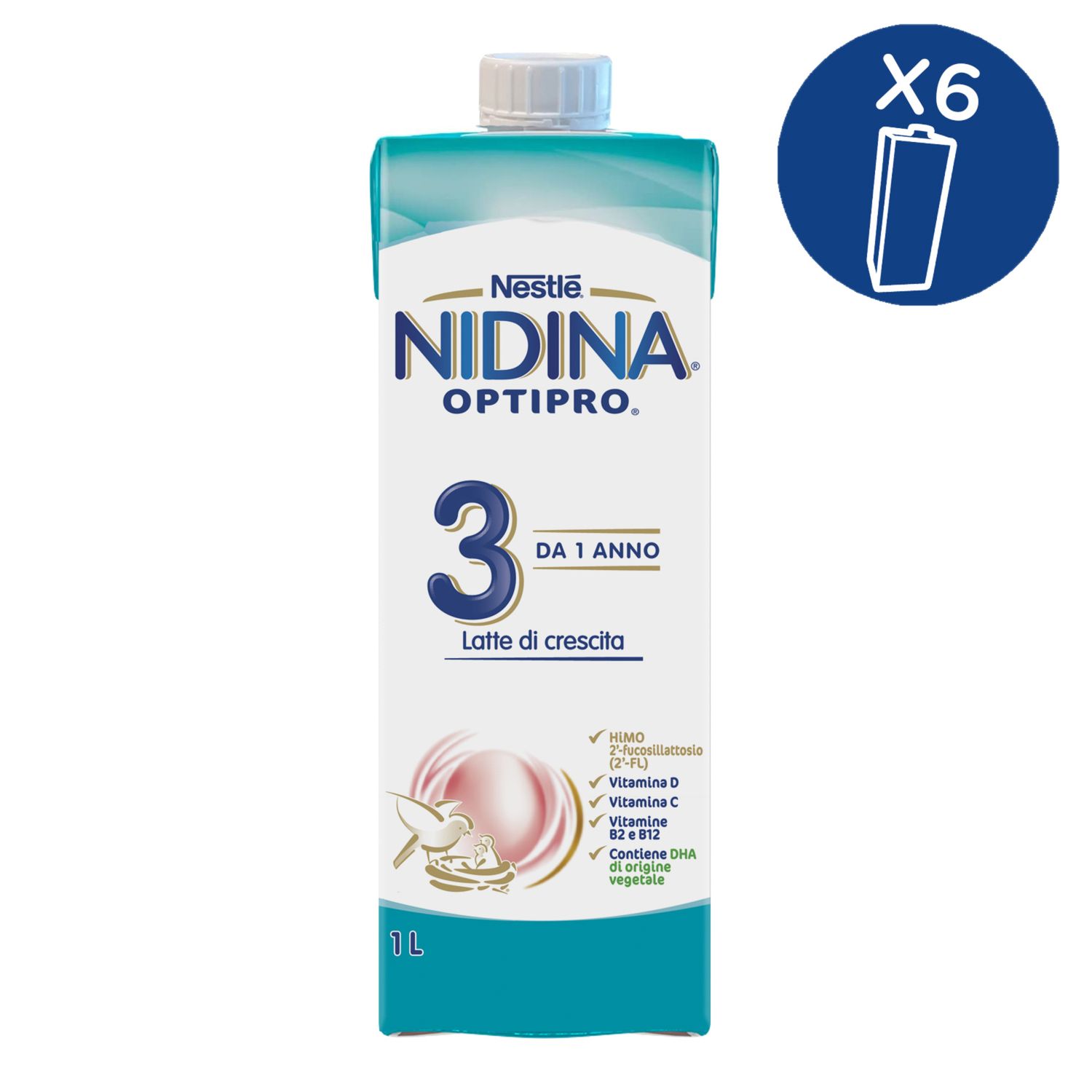 Latte crescita liquido nidina optipro 3 - formato scorta 6x1l -nestlè - NESTLE'