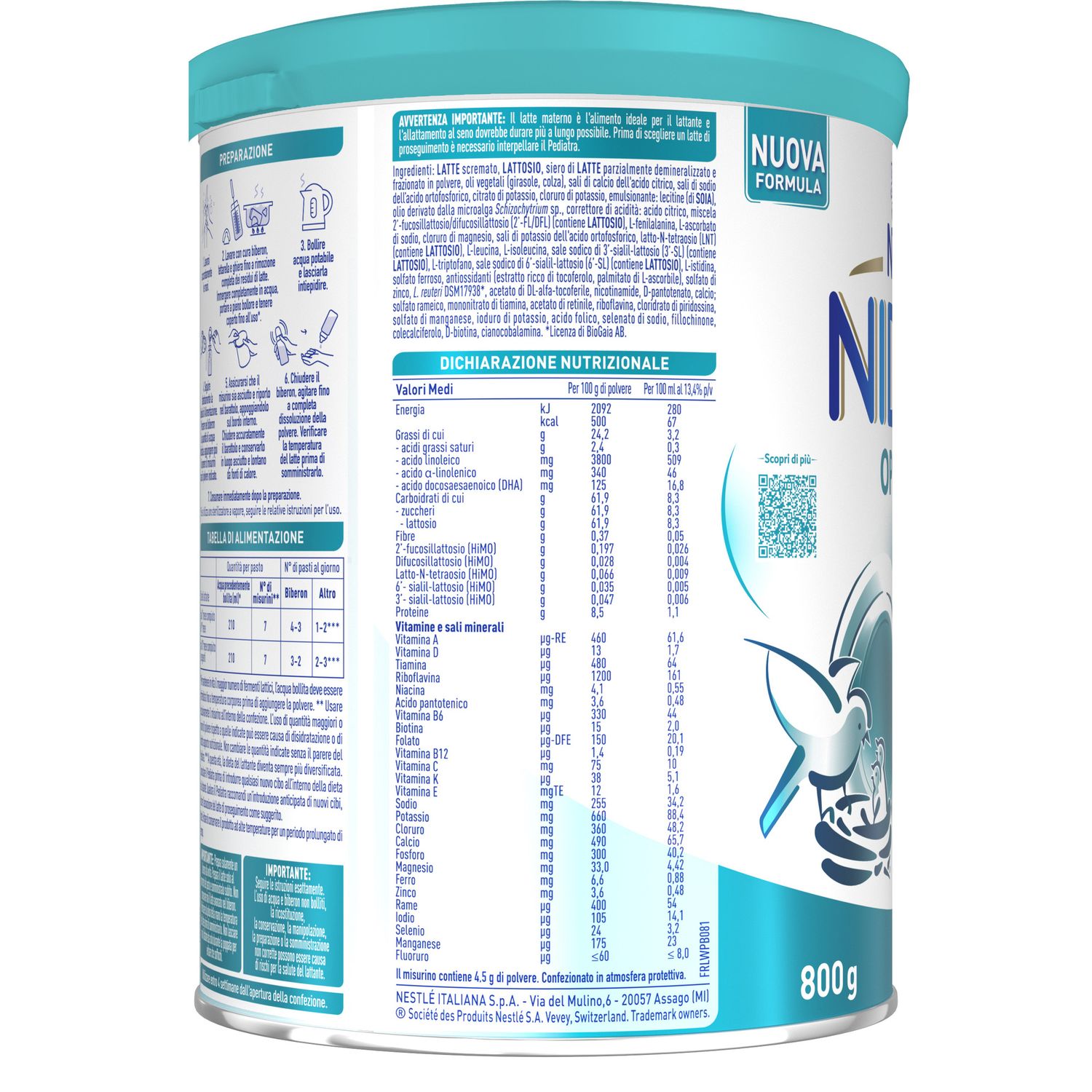 Nidina optipro 2 da 6 mesi, latte di proseguimento in polvere, latta da 800g - nestlé - NESTLE'