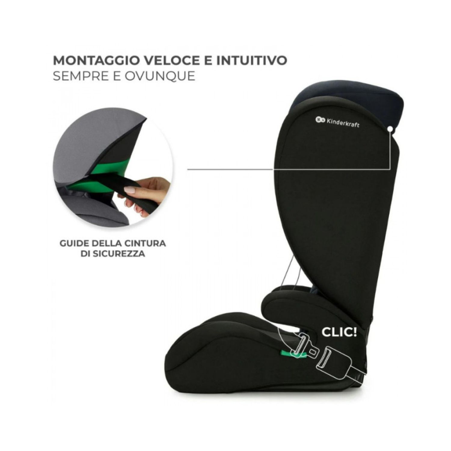 Seggiolino auto i-spark i-size 100-150cm black - kinderkraft - KinderKraft