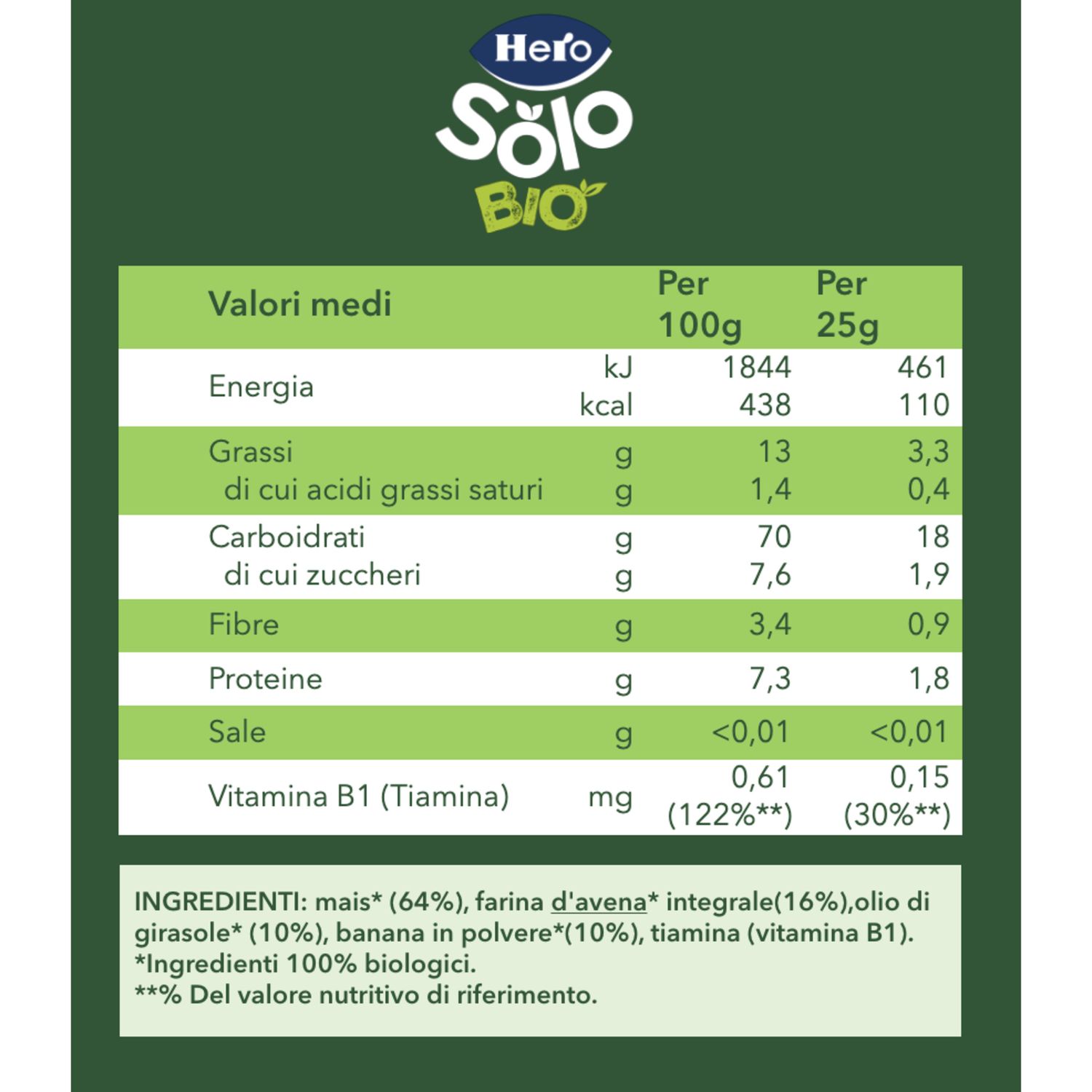 Solo snack puff avena banana 25g - hero - Hero