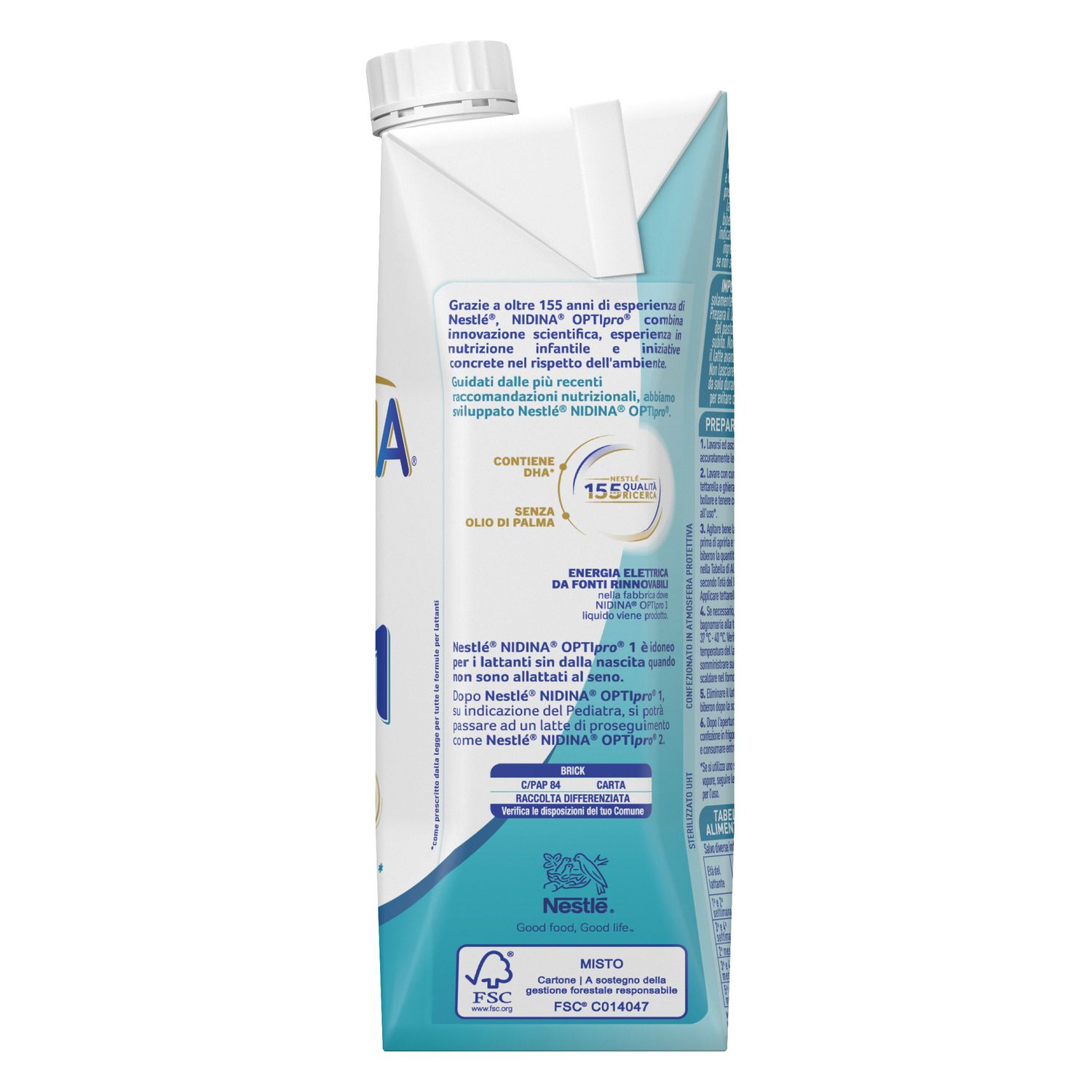 Nidina optipro 1 dalla nascita latte per lattanti in formato liquido brick da 500ml - nestlé - NESTLE'