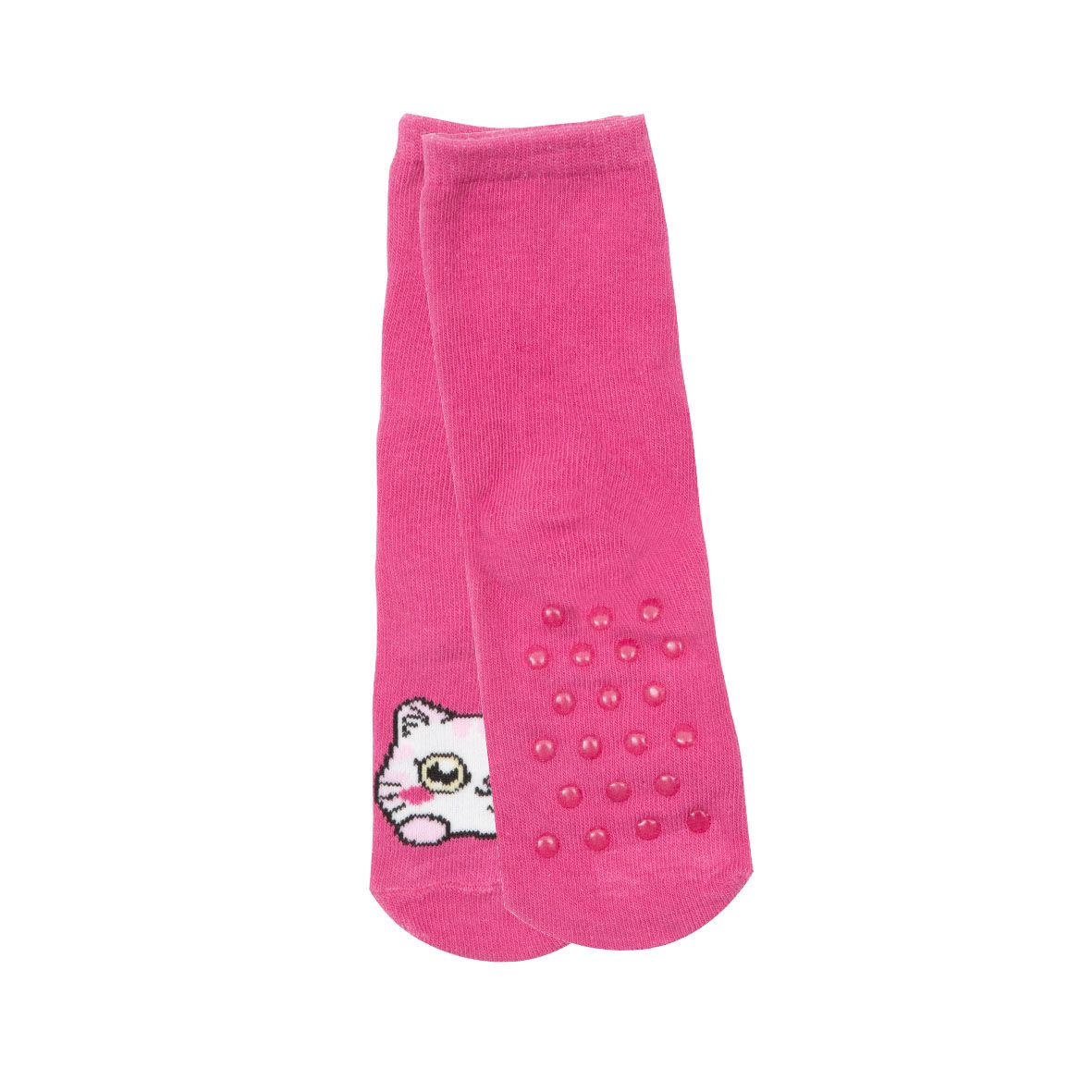 Set 2 paia di calze antiscivolo bimba rosa con gattino - Mawi