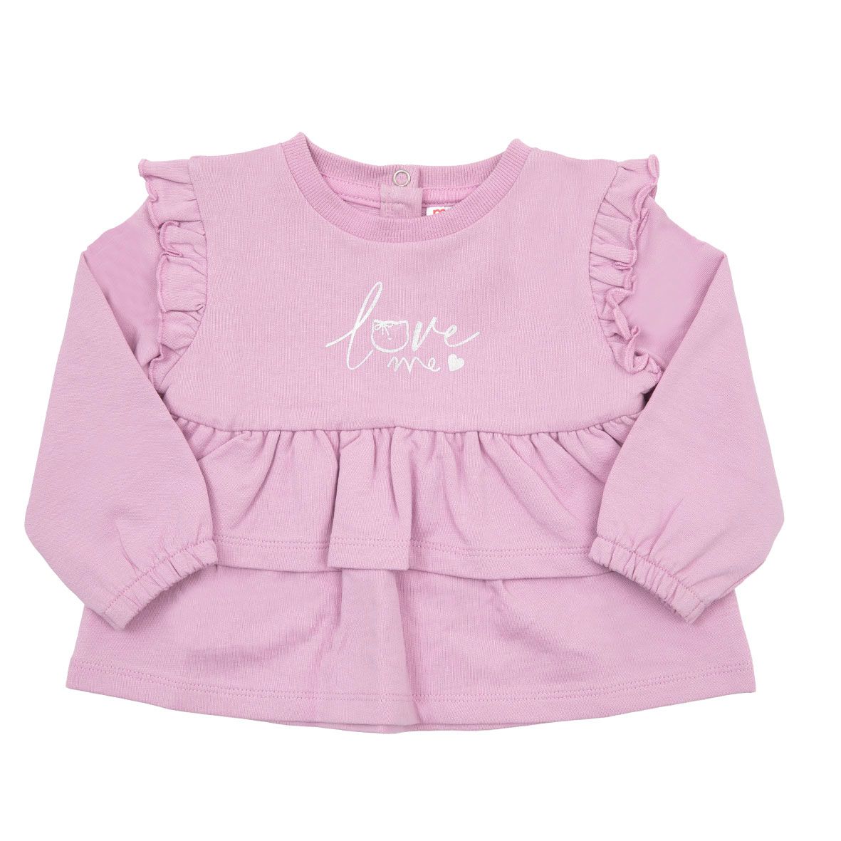 Maglia french terry bimba con rouches rosa - Mawi