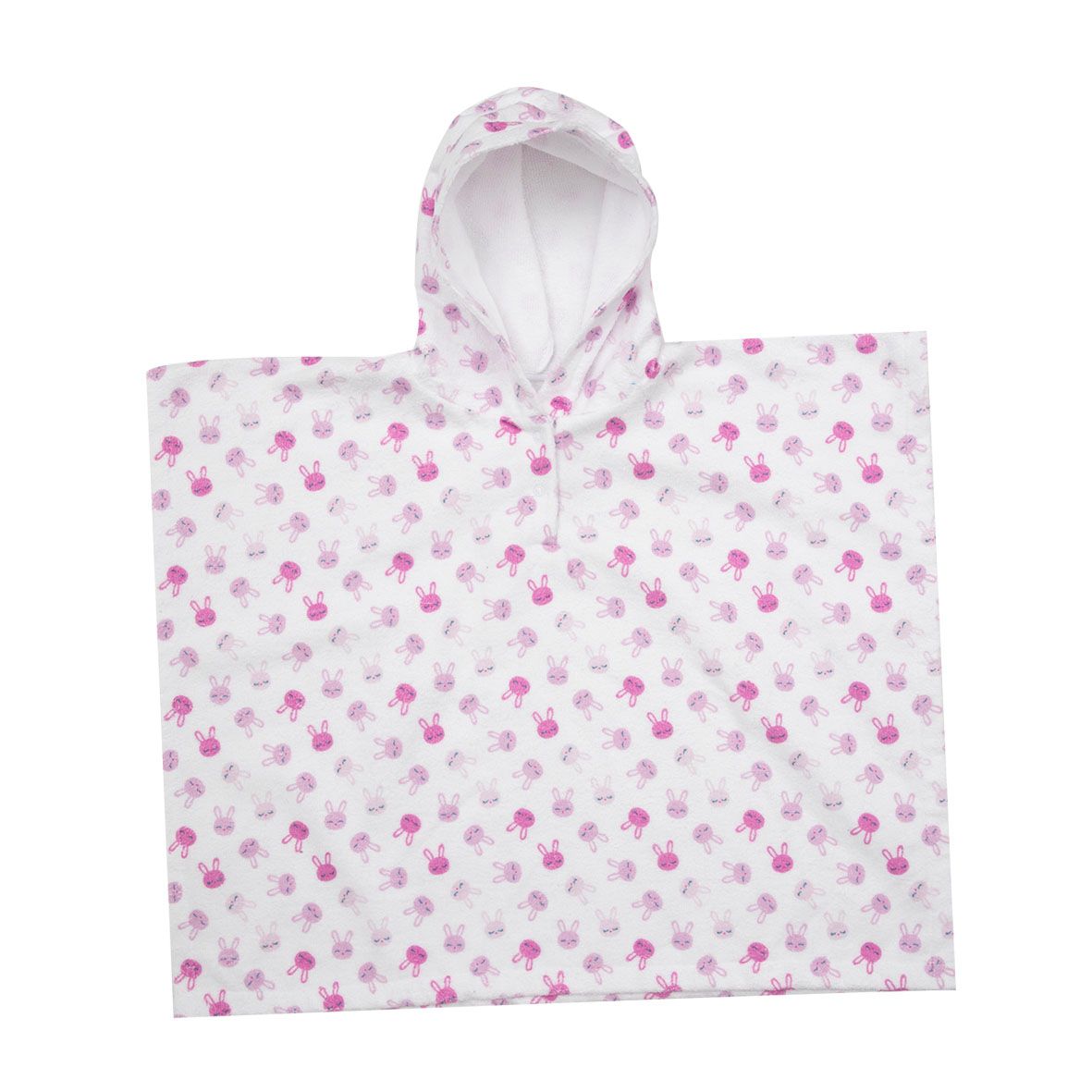 Poncho spugna bimba bianco stampato con cappuccio - Mawi