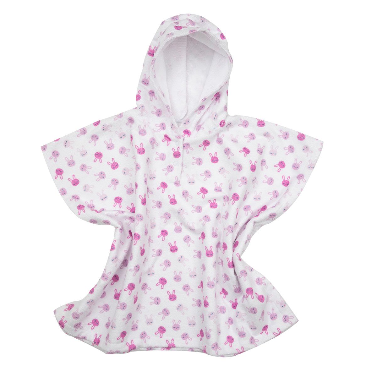 Poncho spugna bimba bianco stampato con cappuccio - Mawi