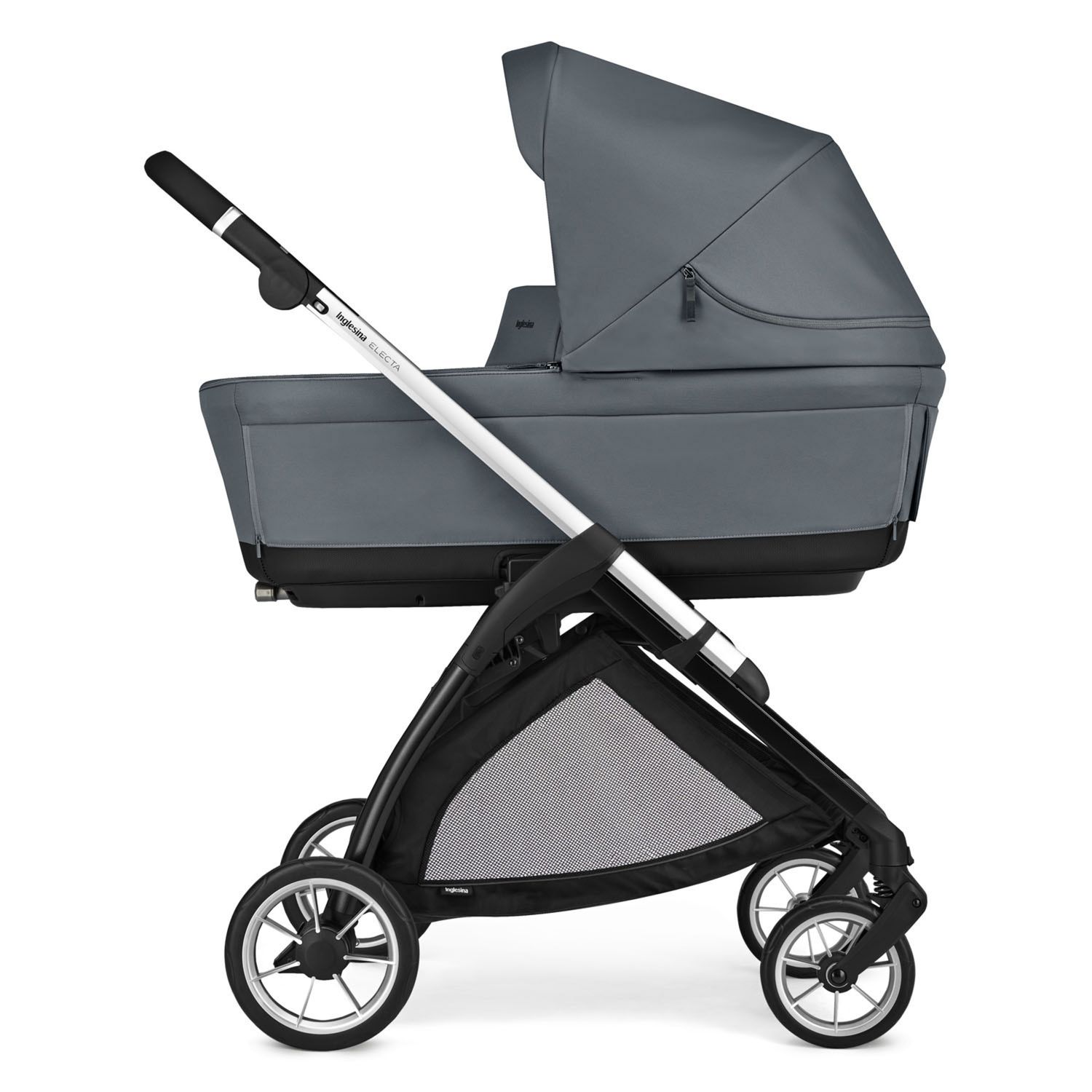 Electa system quattro colore union grey con telaio silver black e seggiolino darwin infant recline - inglesina - Inglesina