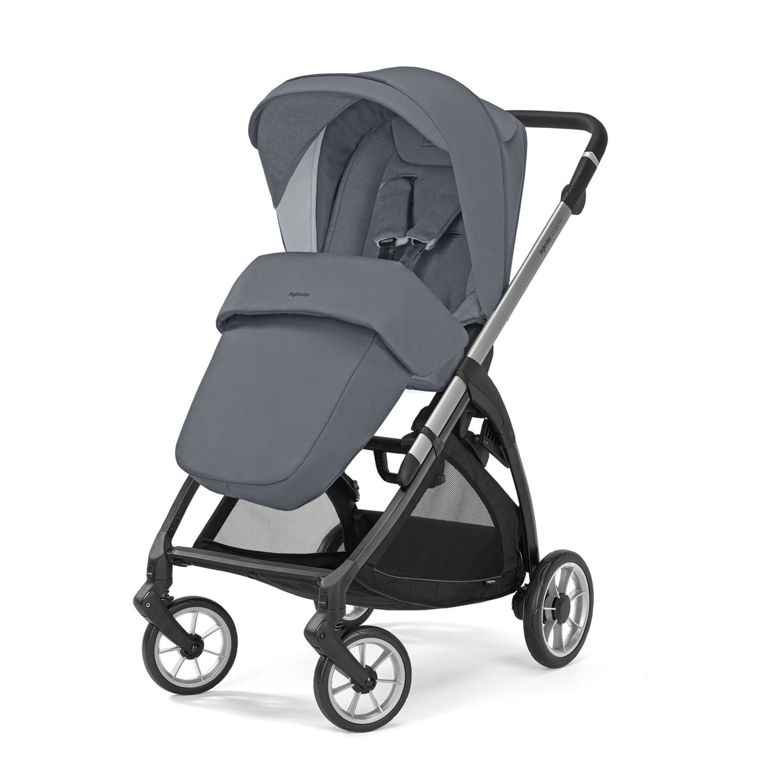 Electa system quattro colore union grey con telaio silver black e seggiolino darwin infant recline - inglesina - Inglesina