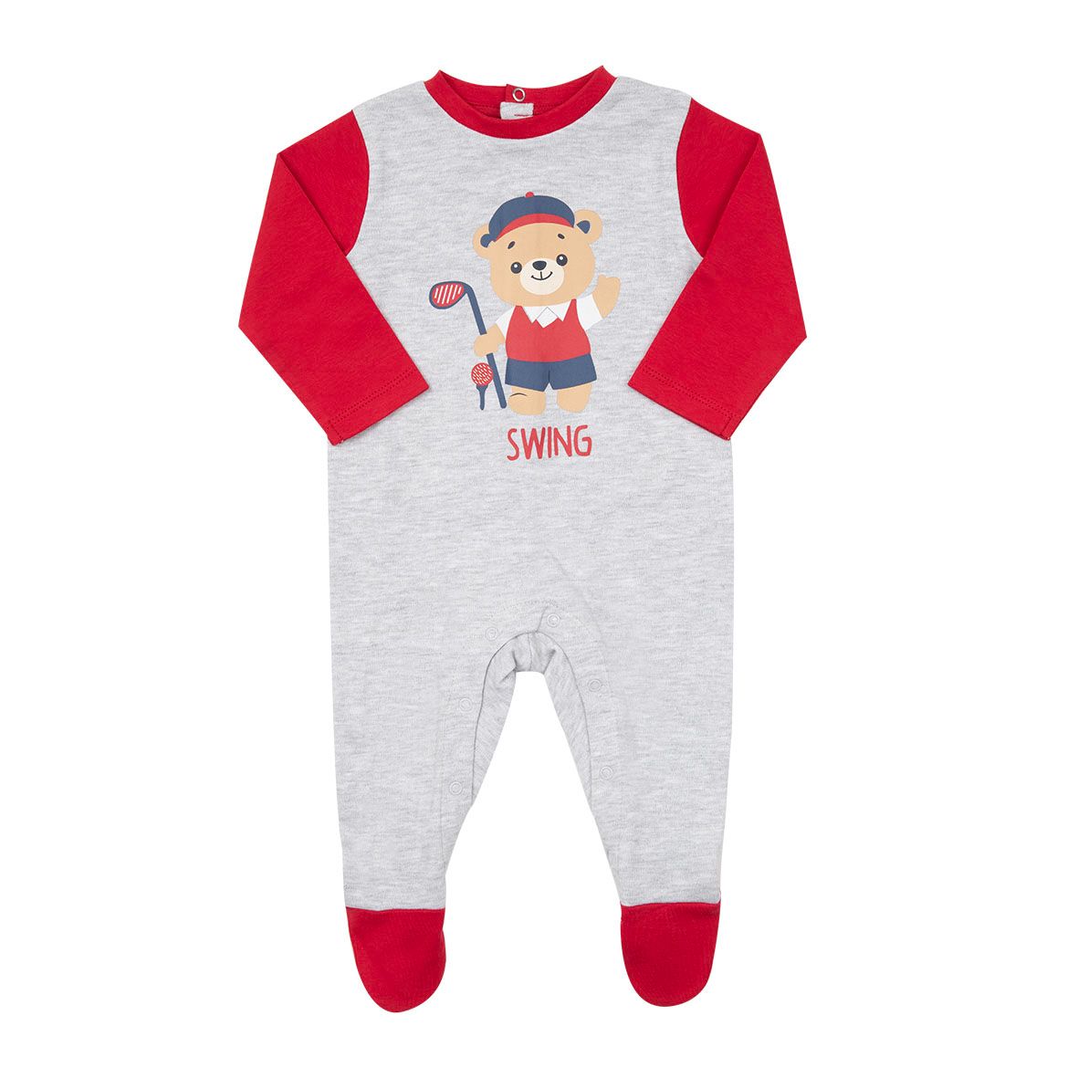 Tutina interlock bimbo bicolor grigio/rosso - Mawi