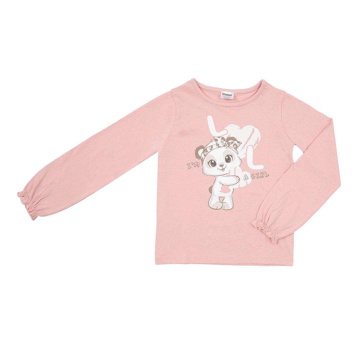 Maglia jersey manica lunga bimba rosa con stampa - Mawi