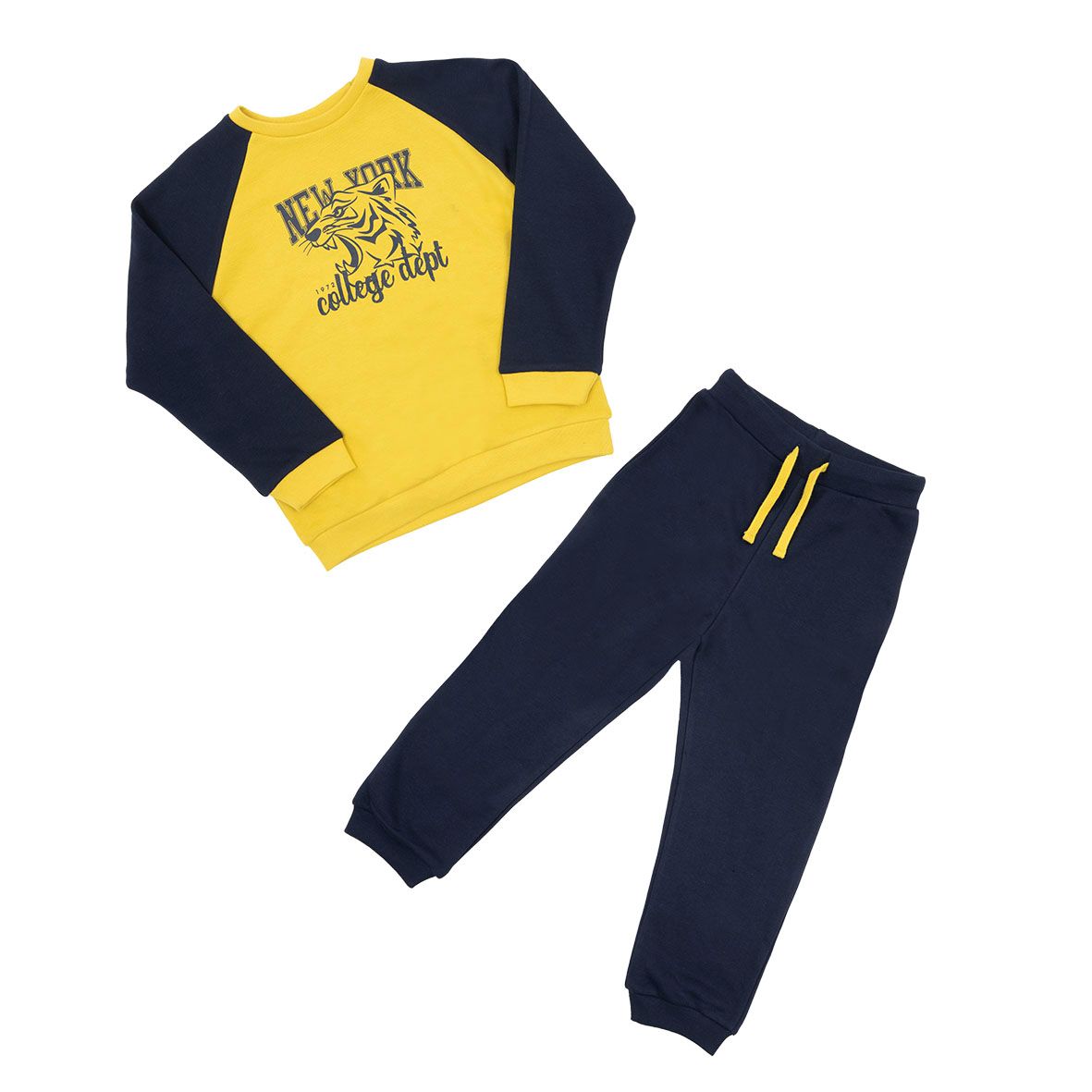 Set 2 pezzi felpa + pantalone bimbo blu/giallo - Mawi