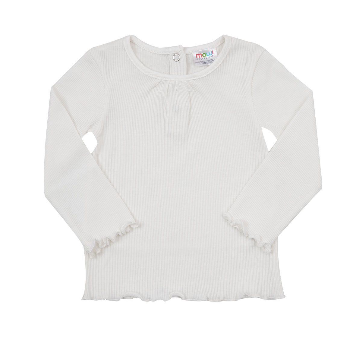 T-shirt manica lunga da bambina bianca costina - Mawi