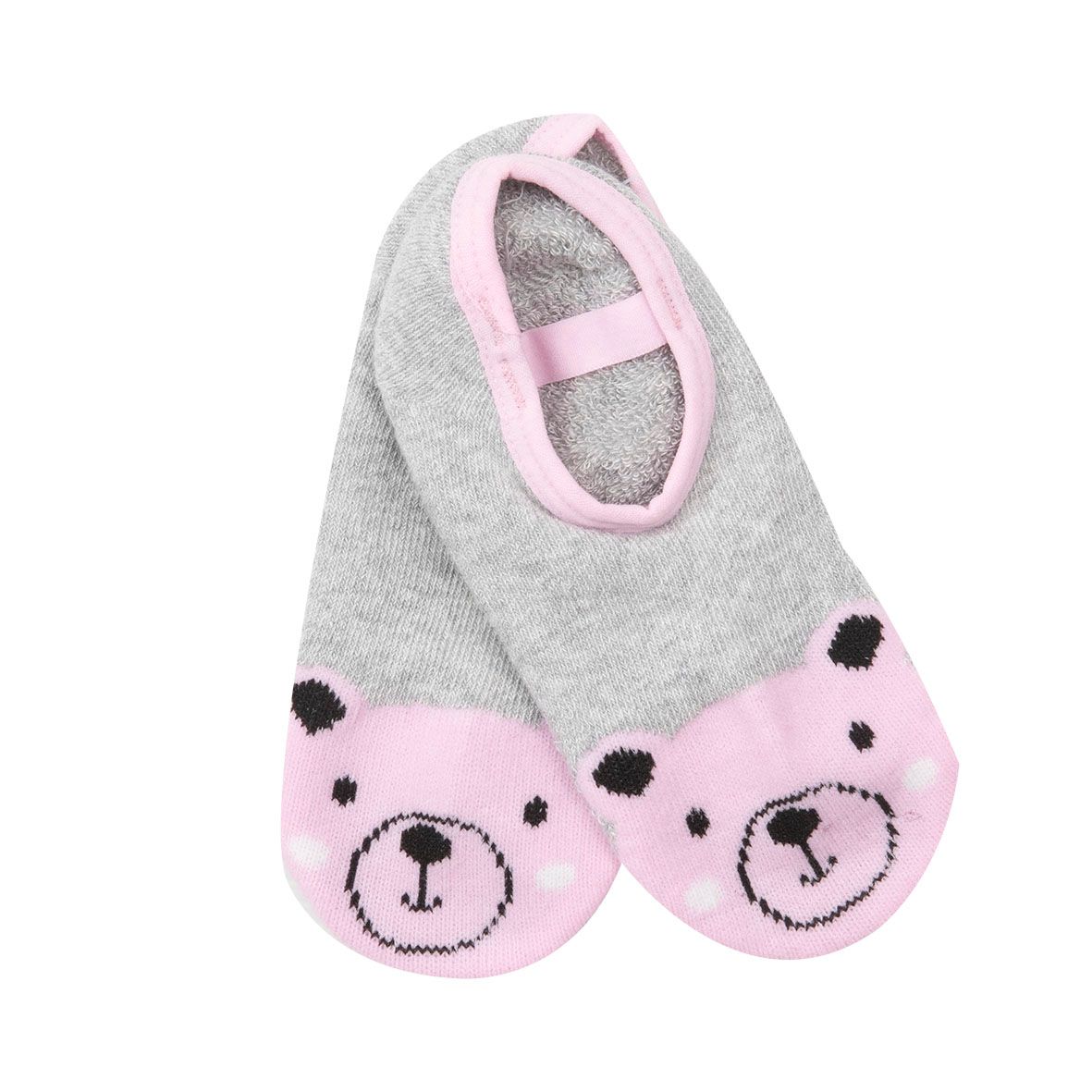 Calze antiscivolo modello balleria grigie/rosa - Mawi