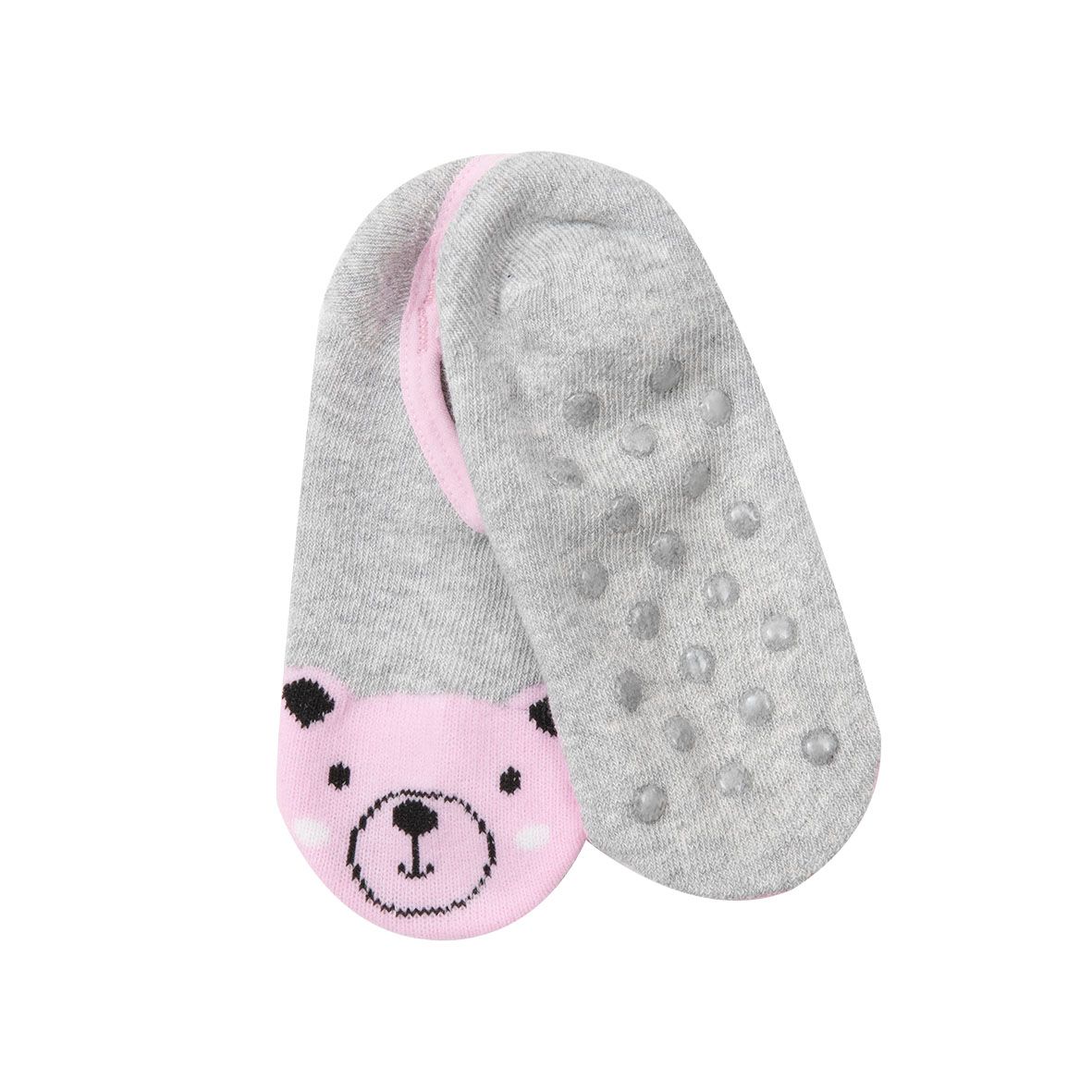 Calze antiscivolo modello balleria grigie/rosa - Mawi