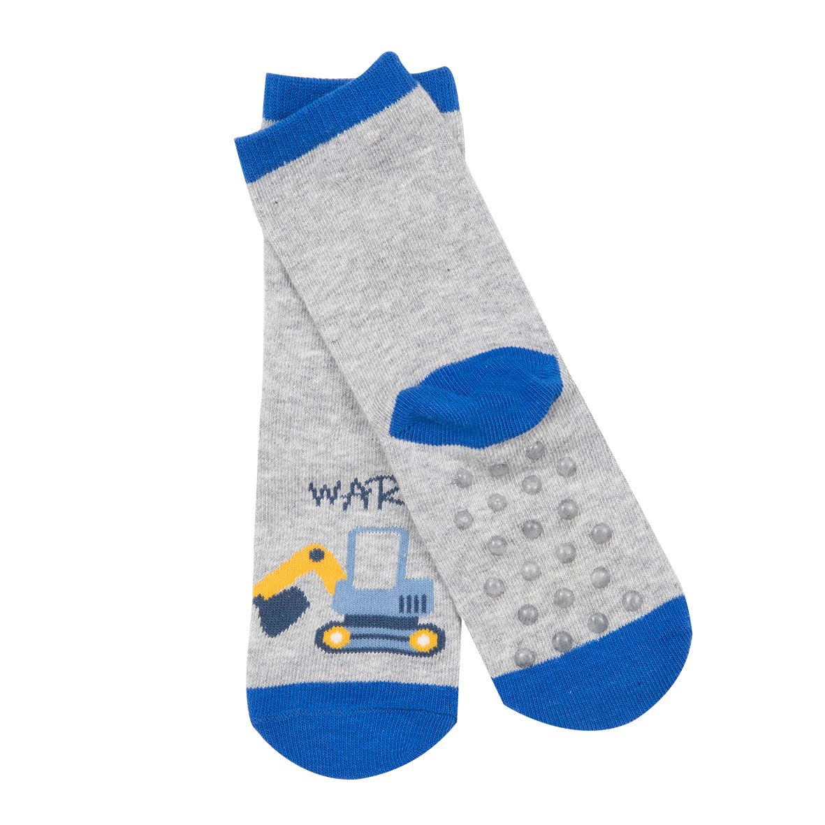 Set 2 paia di calze antiscivolo bimbo "ruspa blu" - Mawi