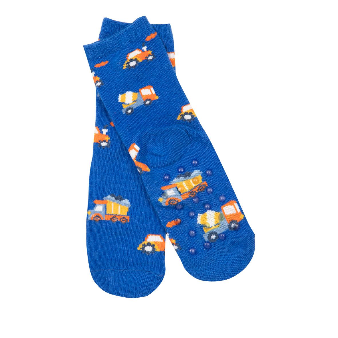 Set 2 paia di calze antiscivolo bimbo "ruspa blu" - Mawi